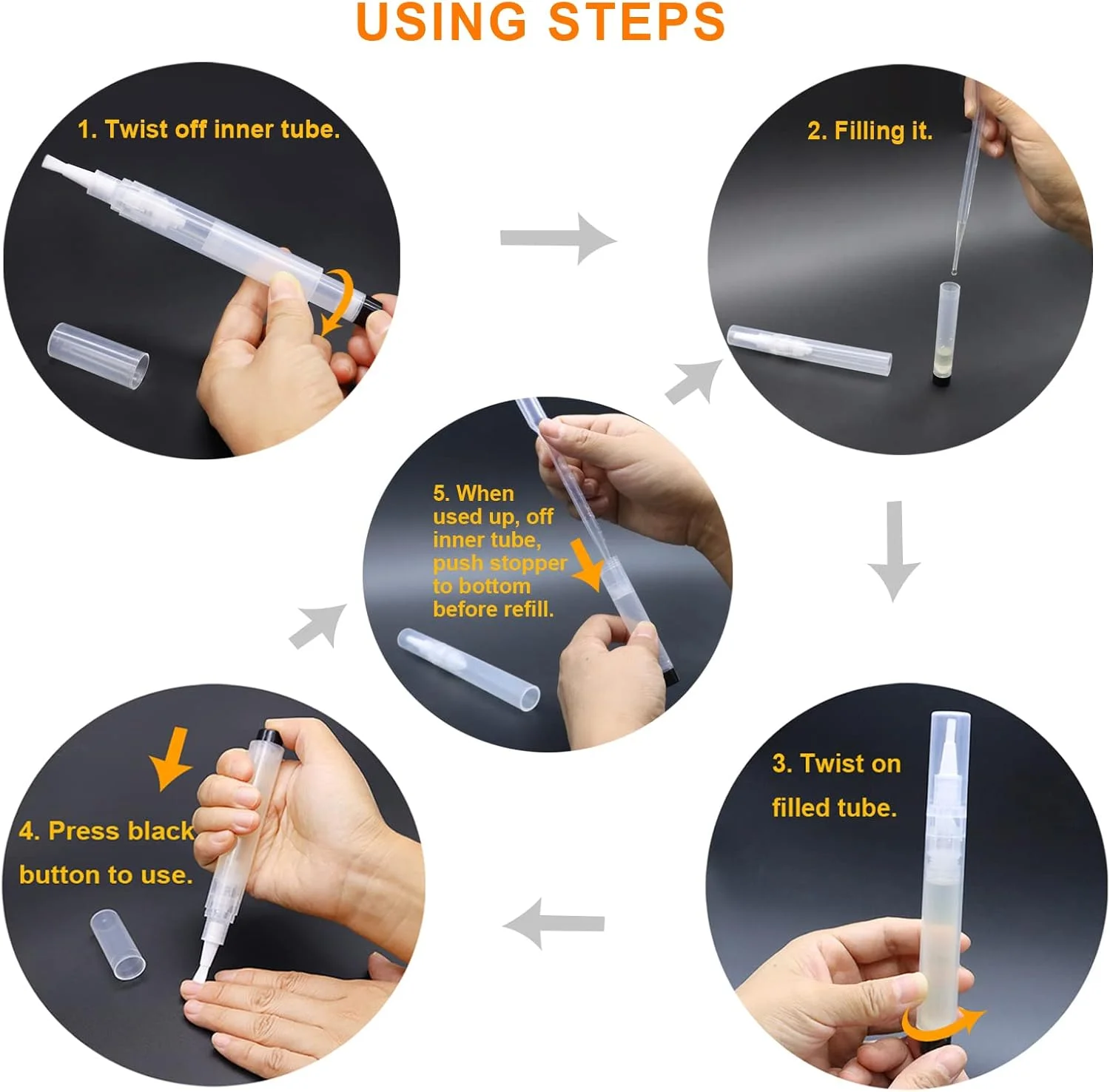 قلم روغن کوتیکول قابل پر کردن مجدد URGINO، 6 میلی لیتر، اپلیکاتور روغن ناخن خالی قابل استفاده مجدد با دکمه فشاری برای پخش، قلم های ظرف آرایشی شفاف با قابلیت استفاده با یک دست (3 عدد) قلم روغن کوتیکول قابل پر کردن مجدد URGINO، 6 میلی لیتر، اپلیکاتور روغن ناخن خالی قابل استفاده مجدد با دکمه فشاری برای پخش، قلم های ظرف آرایشی شفاف با قابلیت استفاده با یک دست (3 عدد)