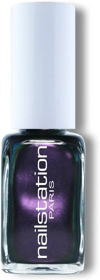 لاک ناخن Nnailstation مدل gaucho wrap، رنگ سبز صدفی بنفش درخشان