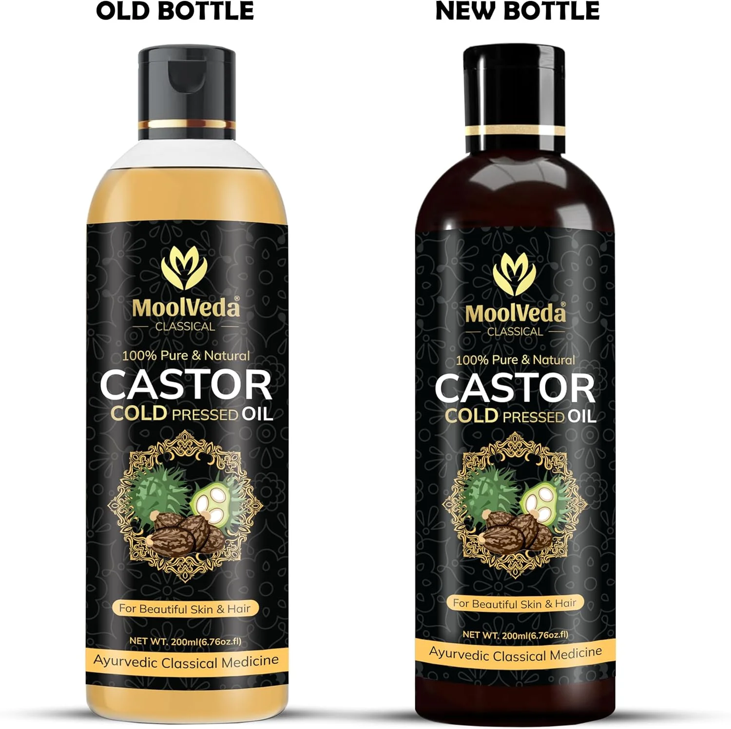 روغن کرچک خالص مولودا، پرس سرد، برای رشد مو، تقویت مو، مراقبت از پوست، ناخن، 100% خالص و طبیعی، مرطوب کننده پوست خشک، ناخن، مژه، 200 میلی لیتر