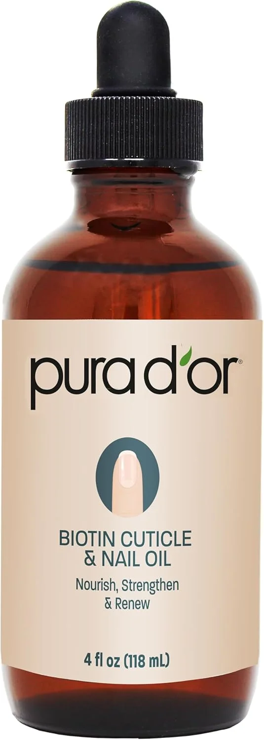 روغن کوتیکول و ناخن ارگانیک PURA D'OR (120 میلی لیتر) درمان مغذی با قطره چکان - ترکیب طبیعی غنی شده با بیوتین، ویتامین E، شیر برای رشد ناخن، بستر ناخن سالم و عالی برای ناخن های اکریلیک