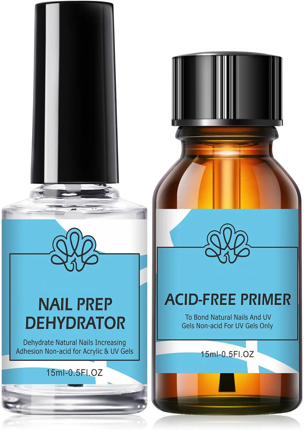 ست دهیدراتور و پرایمر ناخن KASTWAVE، آماده‌سازی حرفه‌ای ناخن طبیعی، پرایمر بدون اسید، عامل پیوند برتر خشک‌شونده سریع ژل UV، جعبه هدیه