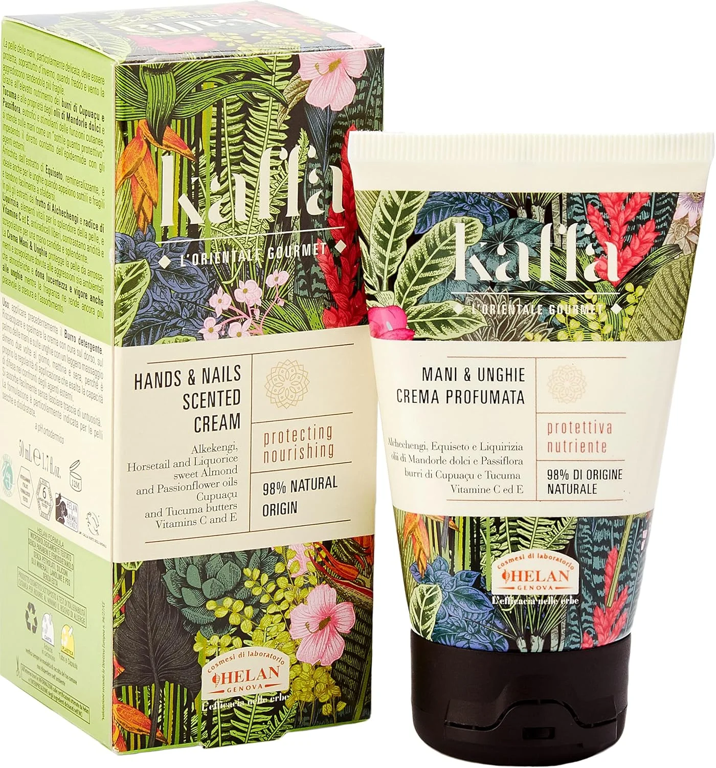 هلن کافا - کرم دست و تقویت کننده ناخن با روغن بادام شیرین، ویتامین C و E - کرم دست برای دست های بسیار خشک، عملکرد طبیعی و محافظتی در برابر عوامل جوی - ساخت ایتالیا، 50 میلی لیتر