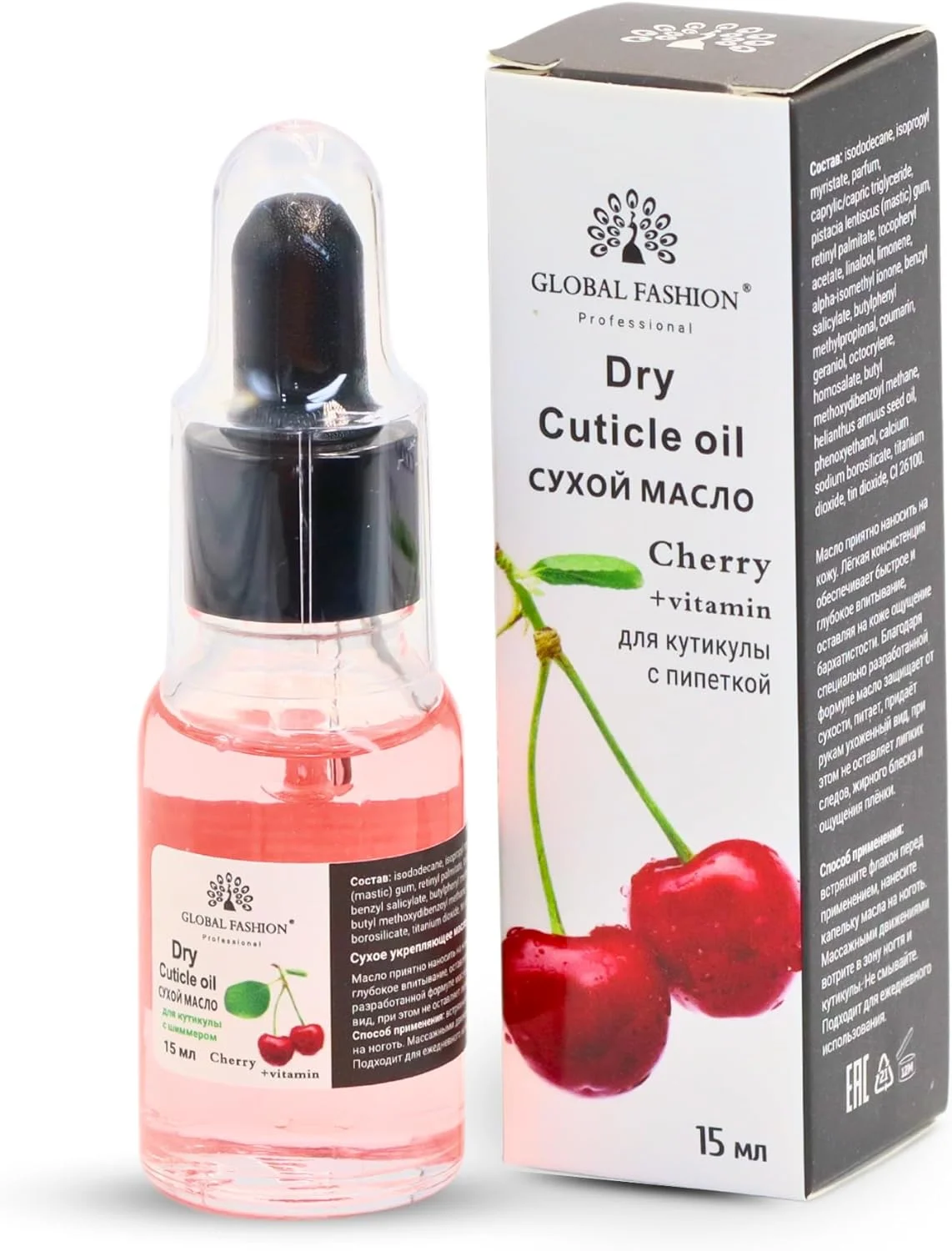 روغن کوتیکول و ناخن حاوی ویتامین E گلوبال فشن – تقویت و تغذیه ناخن ها، ایده آل برای ناخن های شکننده (روغن کوتیکول گیلاس، 15 میلی لیتر)