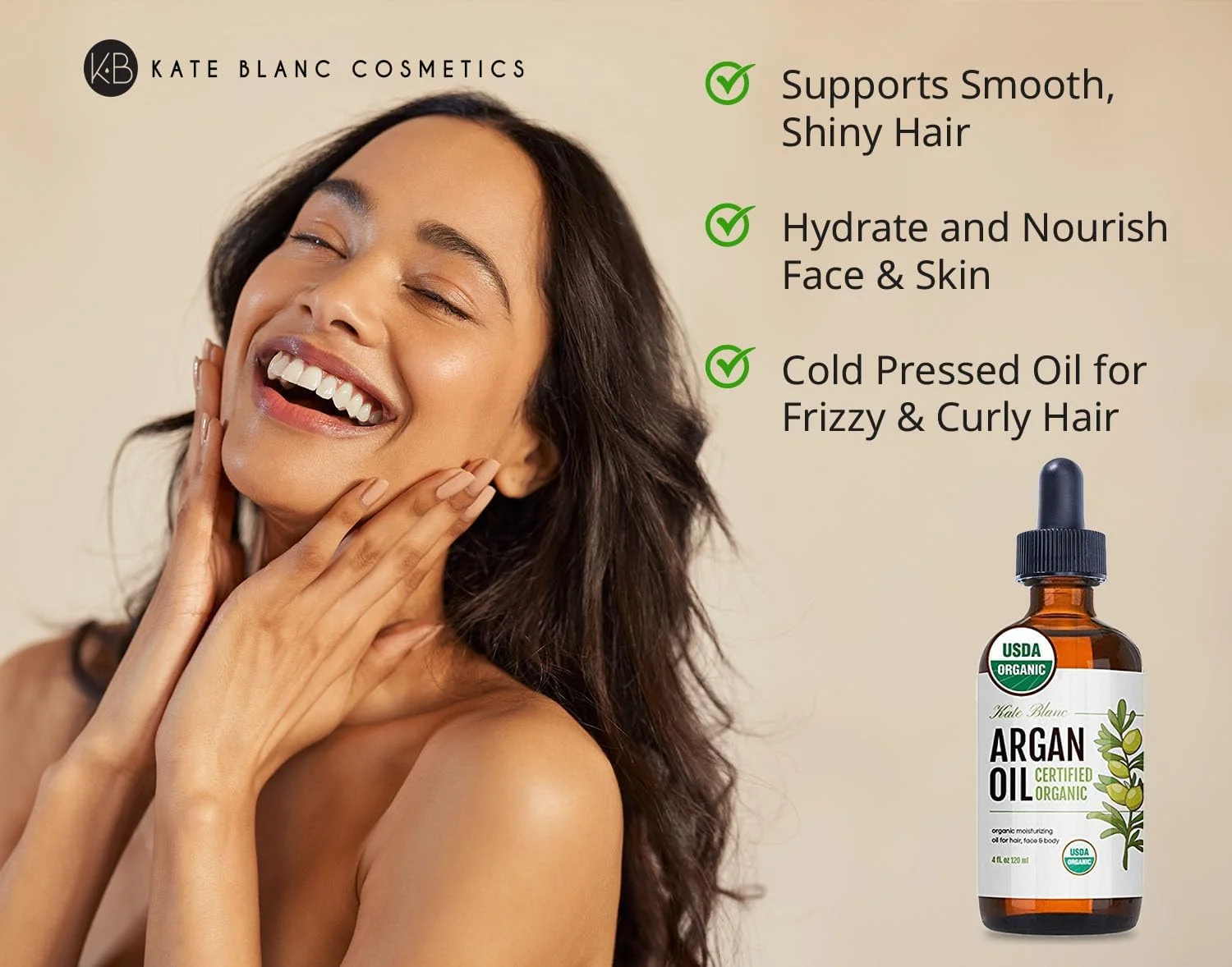 روغن آرگان مراکشی، دارای گواهی USDA ارگانیک، بکر، 100% خالص، پرس سرد شده توسط کیت بلانک. محرک رشد برای موهای خشک و آسیب دیده. مرطوب کننده پوست. محافظ ناخن. (روشن 118 میلی لیتر)