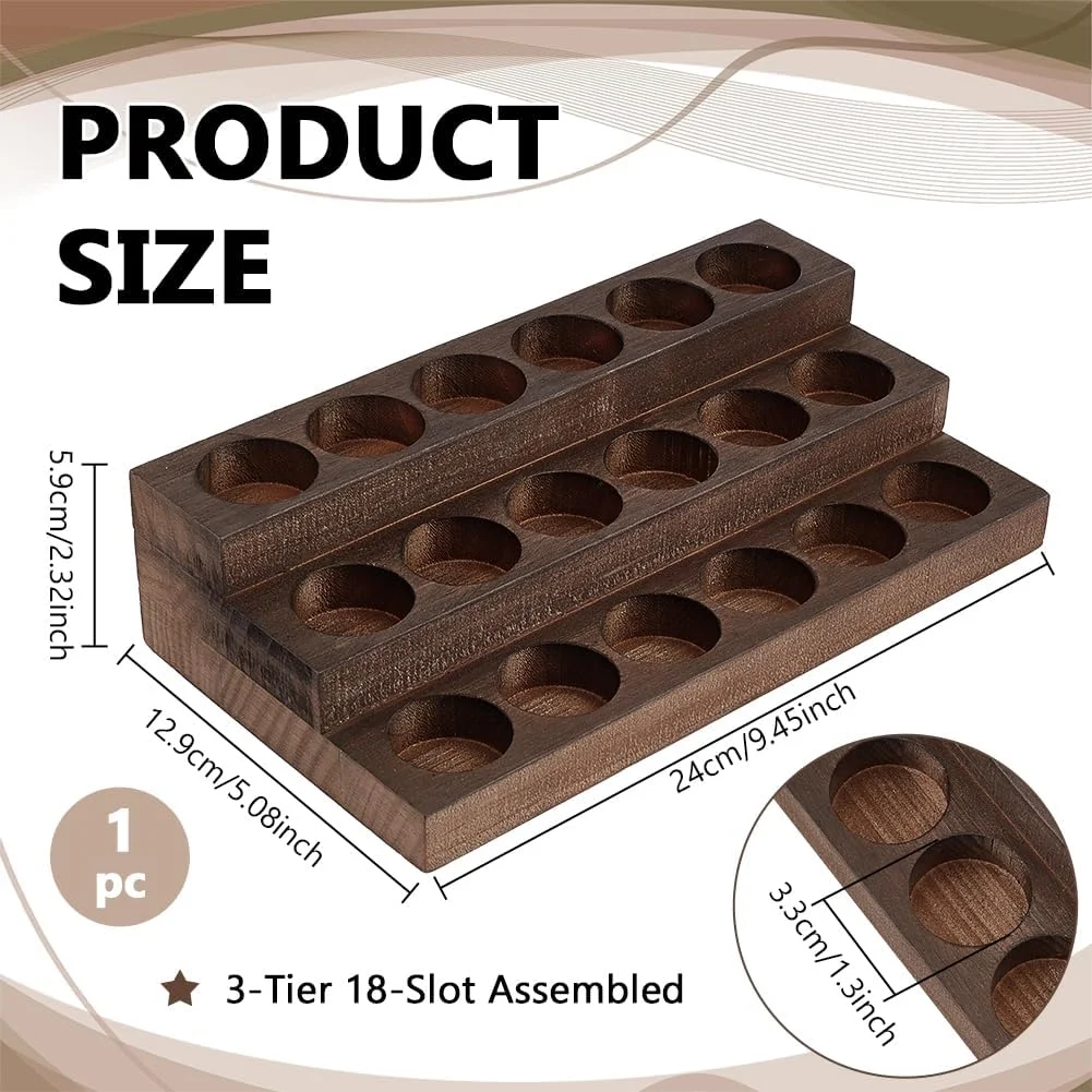 استند روغن های اساسی چوبی سه طبقه BENECREAT با 18 جایگاه، قفسه نمایش روغن های اساسی چوبی قهوه ای قدیمی برای نگهداری لوازم آرایش، عطر و لاک ناخن روی میز، شناسه جایگاه: 1.3 اینچ استند روغن های اساسی چوبی سه طبقه BENECREAT با 18 جایگاه، قفسه نمایش روغن های اساسی چوبی قهوه ای قدیمی برای نگهداری لوازم آرایش، عطر و لاک ناخن روی میز، شناسه جایگاه: 1.3 اینچ