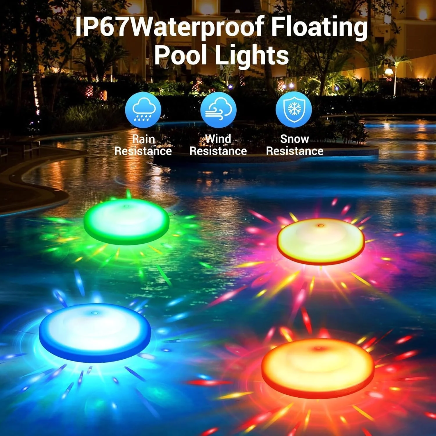 چراغ استخری شناور NALACAL، بسته 2 عددی، چراغ LED زیر آب با باتری، ضد آب IP67، 8 حالت تغییر رنگ RGB، دکوراسیون مهمانی استخر/حمام/حوض چراغ استخری شناور NALACAL، بسته 2 عددی، چراغ LED زیر آب با باتری، ضد آب IP67، 8 حالت تغییر رنگ RGB، دکوراسیون مهمانی استخر/حمام/حوض