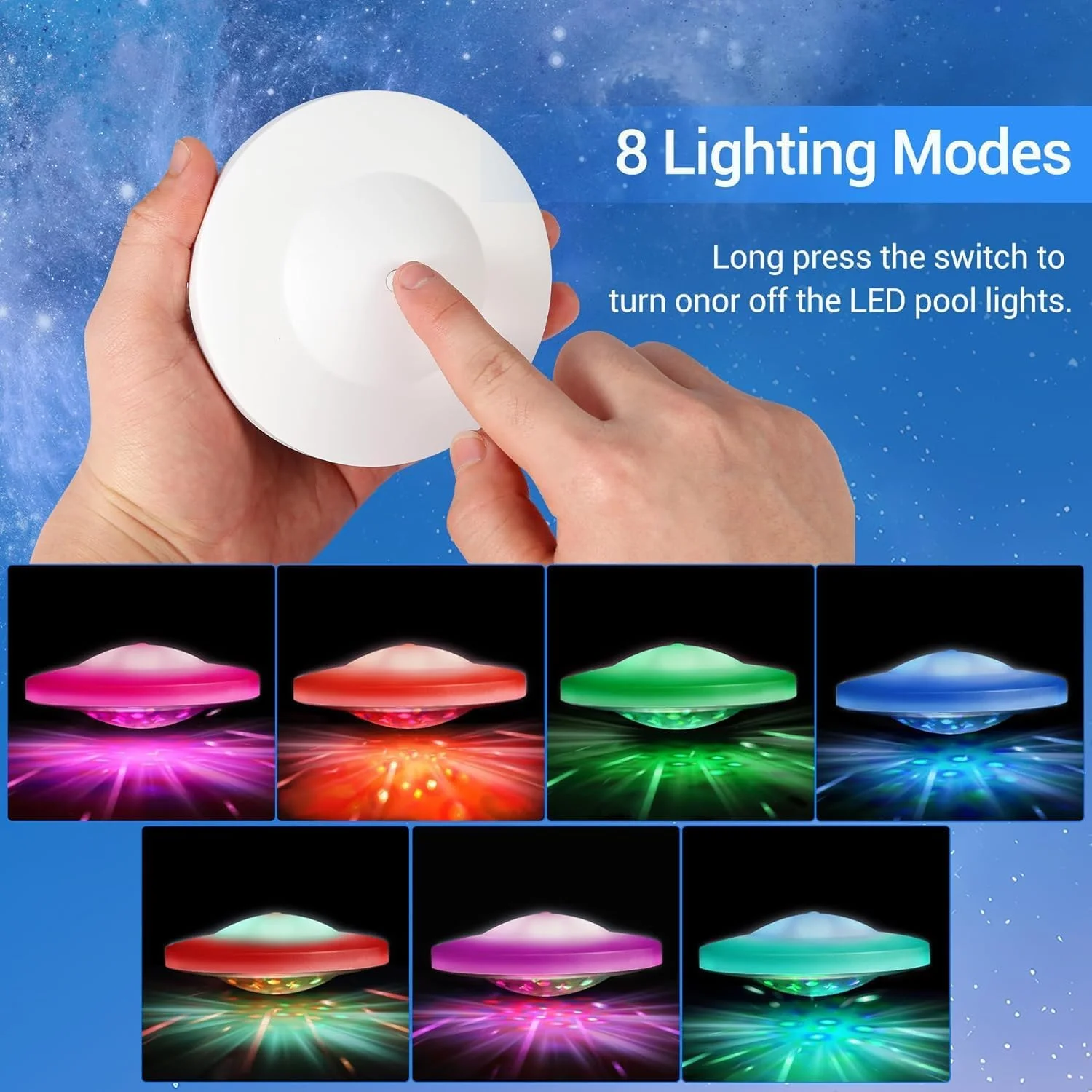 چراغ استخری شناور NALACAL، بسته 2 عددی، چراغ LED زیر آب با باتری، ضد آب IP67، 8 حالت تغییر رنگ RGB، دکوراسیون مهمانی استخر/حمام/حوض چراغ استخری شناور NALACAL، بسته 2 عددی، چراغ LED زیر آب با باتری، ضد آب IP67، 8 حالت تغییر رنگ RGB، دکوراسیون مهمانی استخر/حمام/حوض