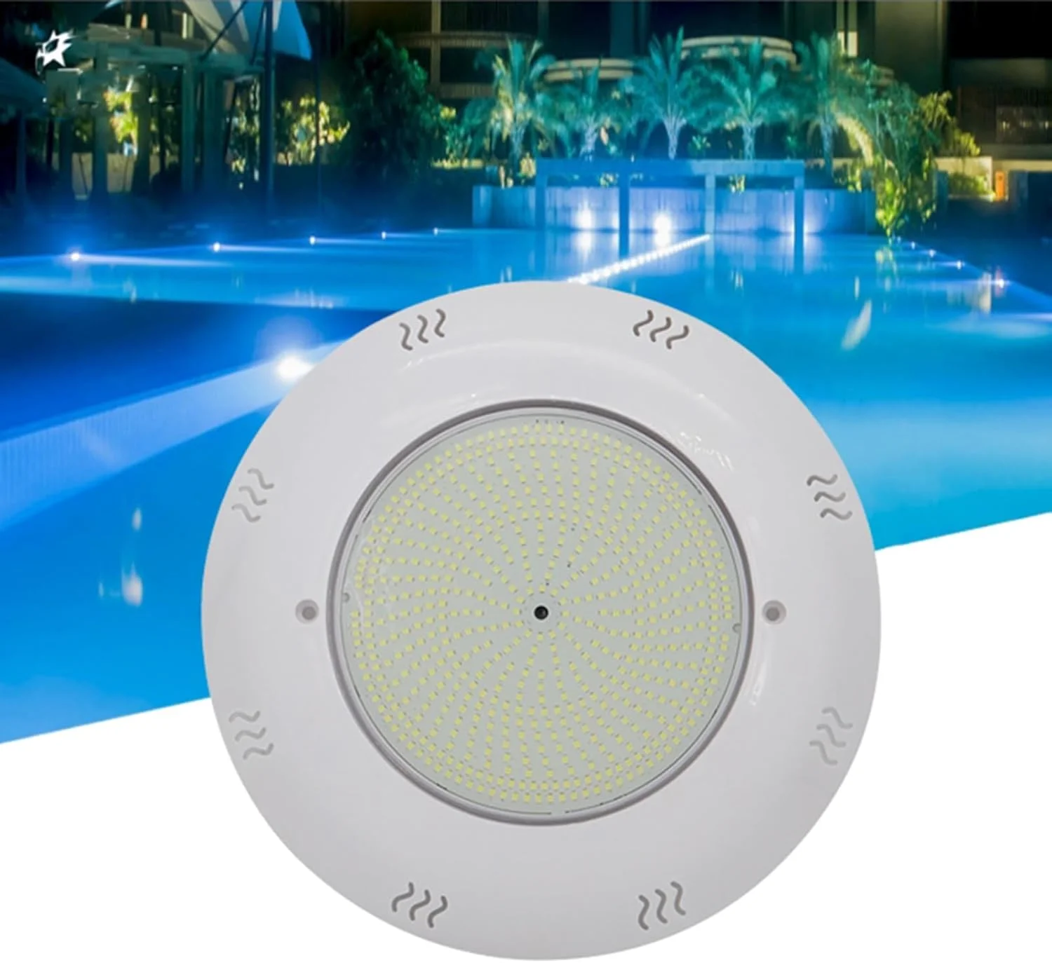 چراغ استخری LED دیواری VSHENG، چراغ زیرآبی برکه AC/DC12/24V ضد آب IP68، چراغ غوطه ور LED برای فواره، برکه، آبشار، چراغ محوطه گرد (آبی، 24 وات - AC12V)