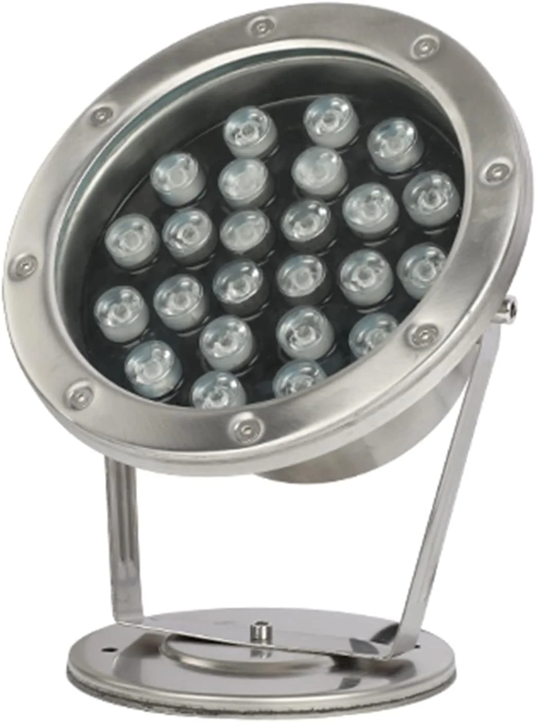 چراغ های LED زیر آب IP68 ضد آب ولتاژ پایین نور غوطه ور جنس استیل ضد زنگ زاویه قابل تنظیم چراغ های حوضچه برای زیر آب، فواره، حوضچه (سفید گرم، 24 وات (12 ولت))
