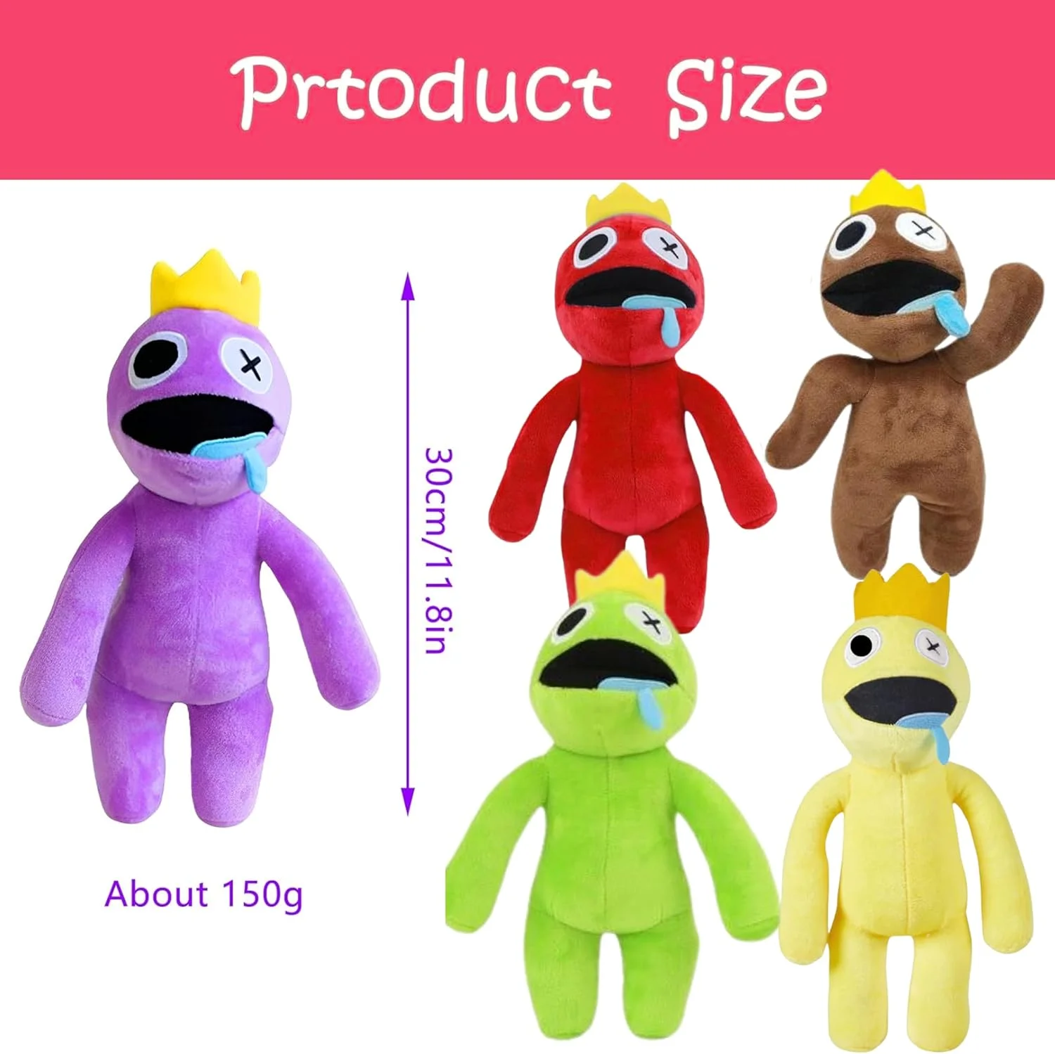 ست 5 عددی عروسک پولیشی رنگین کمانی، عروسک های نرم و بامزه 30 سانتی متری، بهترین هدیه برای پسران و دختران برای هالووین، روز شکرگزاری و دوستداران بازی (5 رنگ)