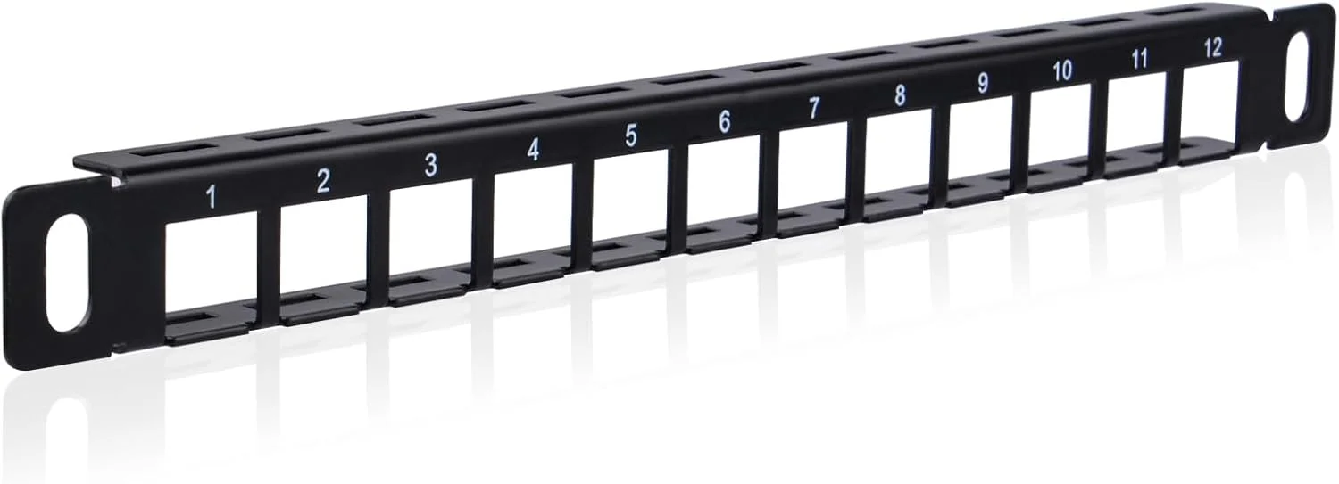 پنل پچ کیستون خالی 12 پورت GeeekPi، پنل پچ شبکه 0.5U CAT5/CAT5e/CAT6/CAT6a برای رک مونت DeskPi RackMate T1/T0/T2 و رک سرور/کابینت شبکه 10 اینچی