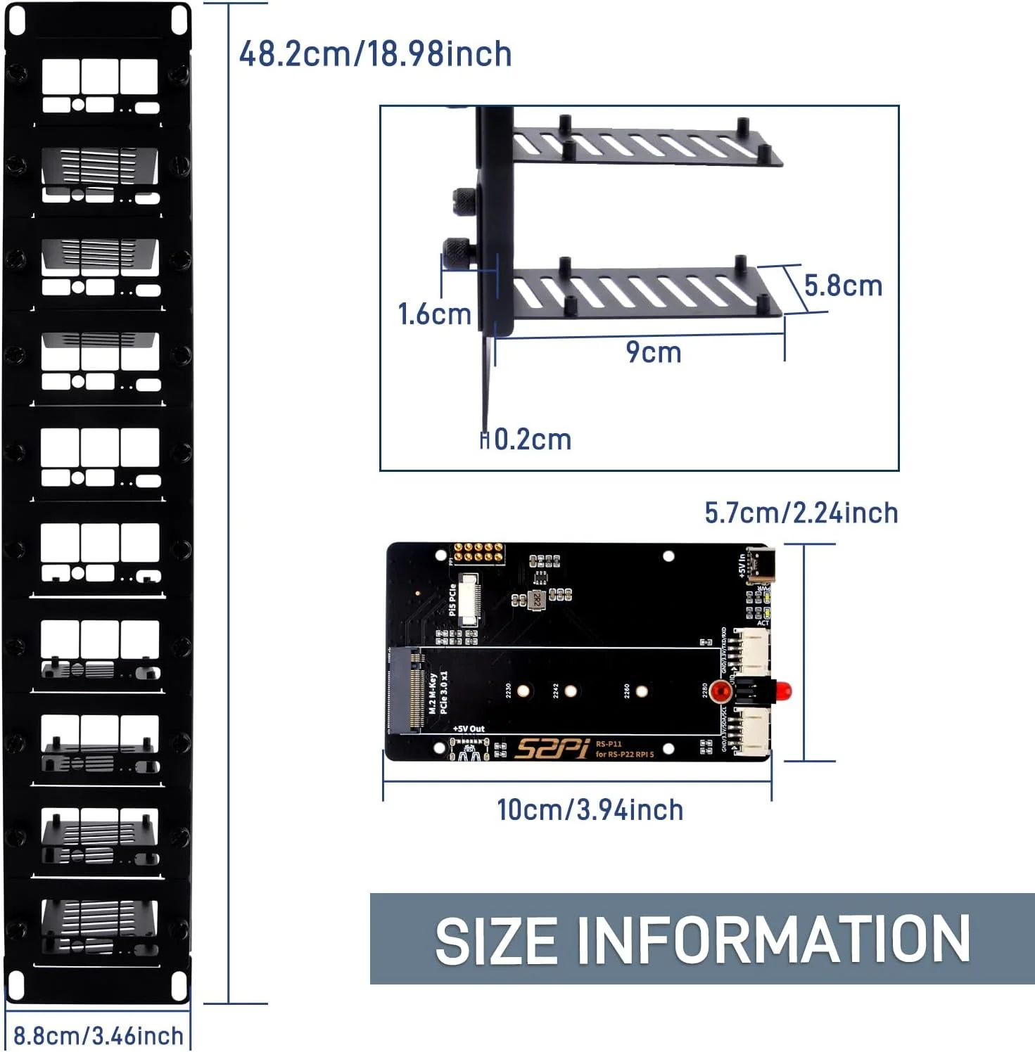 رک مونت 2U 19 اینچی GeeekPi برای رزبری پای 5، با 10 عدد آداپتور PCIe به M.2 NVMe SSD، سازگار با رک سرور 19 اینچی رک مونت 2U 19 اینچی GeeekPi برای رزبری پای 5، با 10 عدد آداپتور PCIe به M.2 NVMe SSD، سازگار با رک سرور 19 اینچی