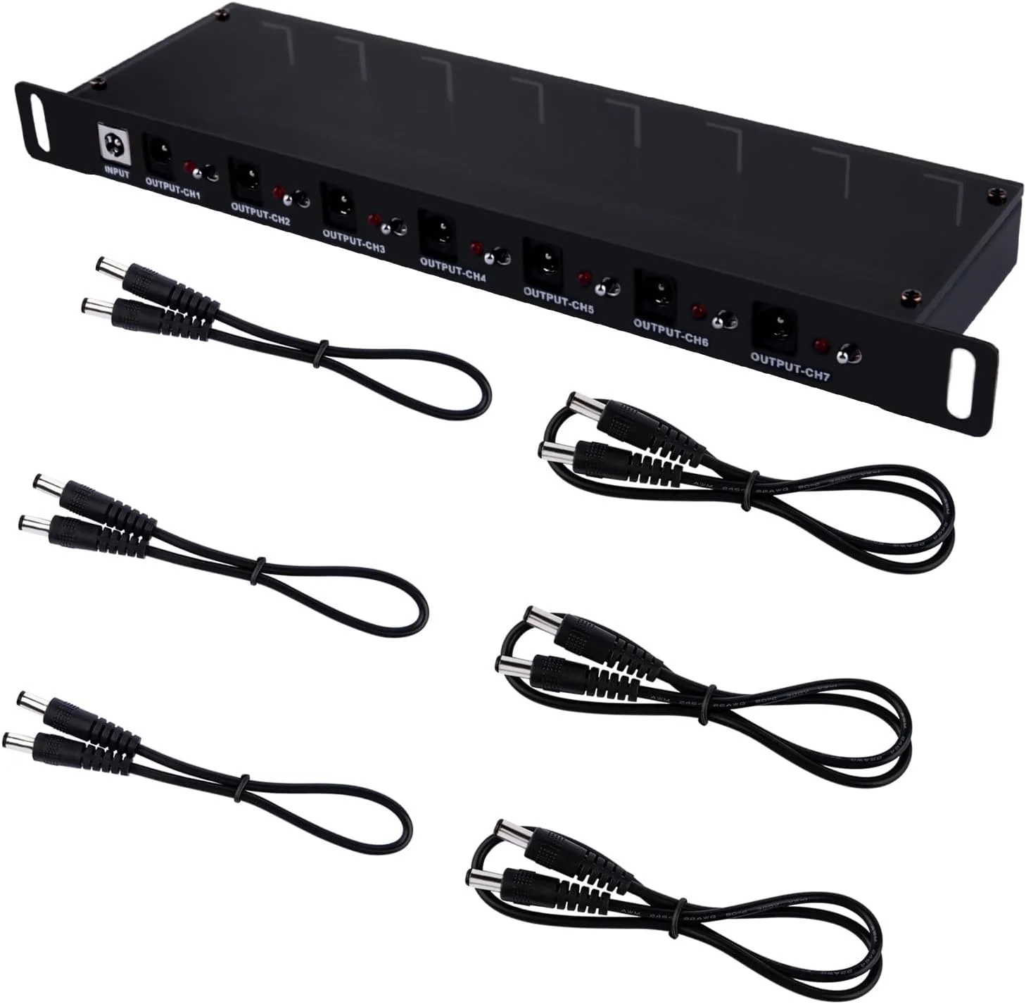 لوازم جانبی GeeekPi DeskPi RackMate مدل DC PDU Lite 7-CH 0.5U برای DeskPi Rackmate T1.7، خروجی افقی 0.5U، نوار برق PDU برای رک های سرور شبکه