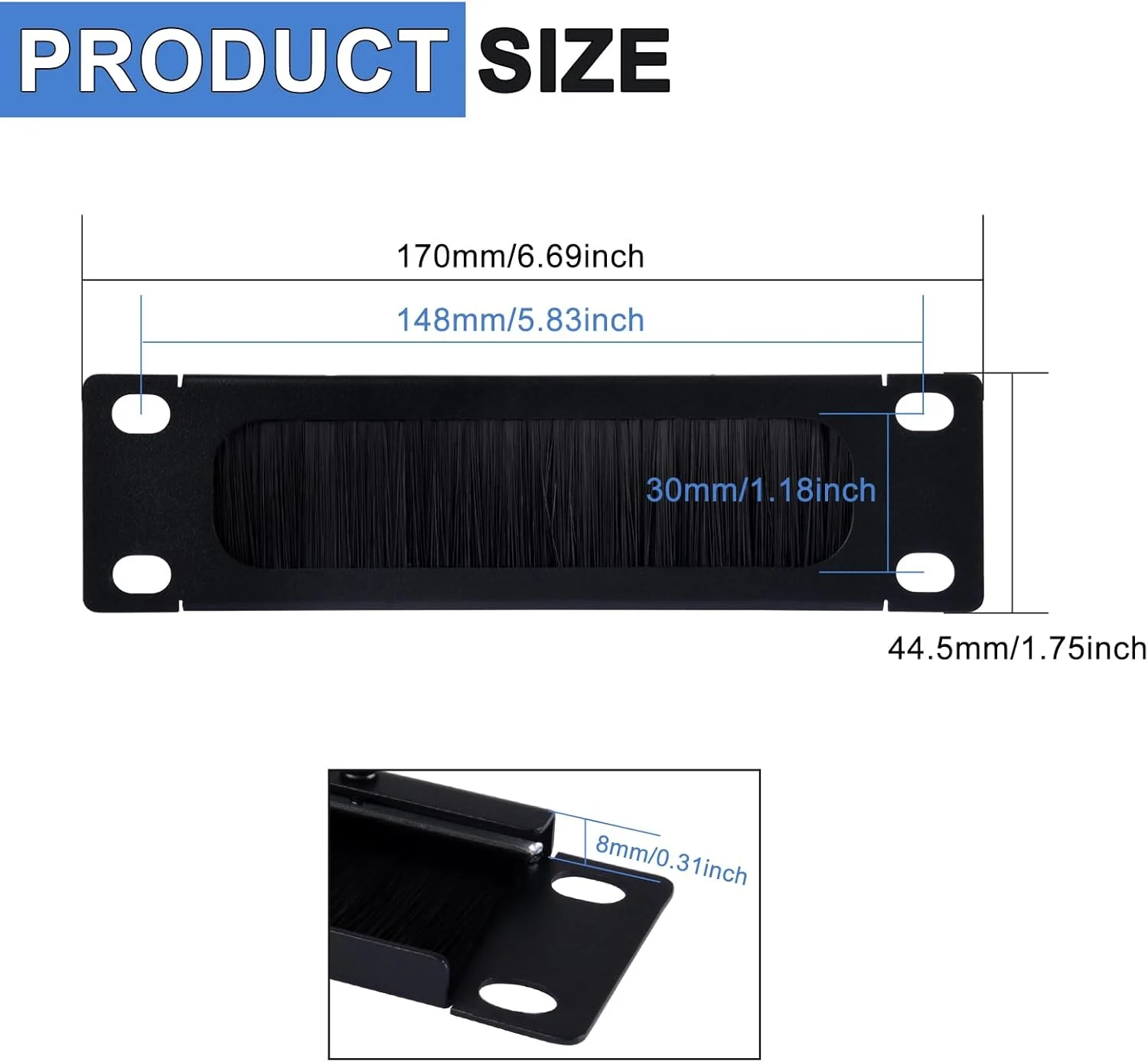 پنل مدیریت کابل رکمونت GeeekPi 7 اینچی 1U با برس برای ورود کابل مناسب رک سرور DeskPi RackMate TT
