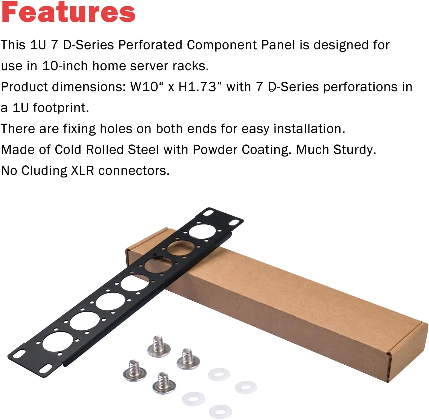 پنل رک 10 اینچی GeeekPi سری D مدل 1U با 7 پورت XLR HDMI Audio برای رک سرور DeskPi RackMate T0/T1/T2 / رک سرور 10 اینچی