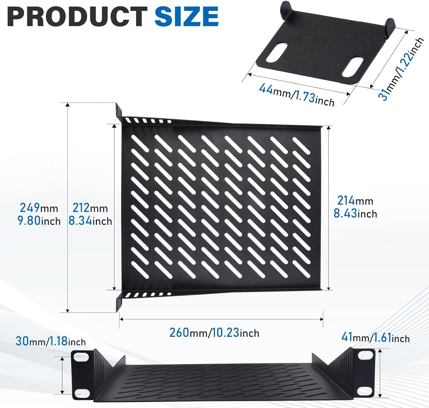 قفسه رک لوازم جانبی GeeekPi DeskPi RackMate T2، قفسه رک 10 اینچی 1U، محفظه کنسولی نصب شده با تهویه برای کابینت شبکه DeskPi RackMate T2