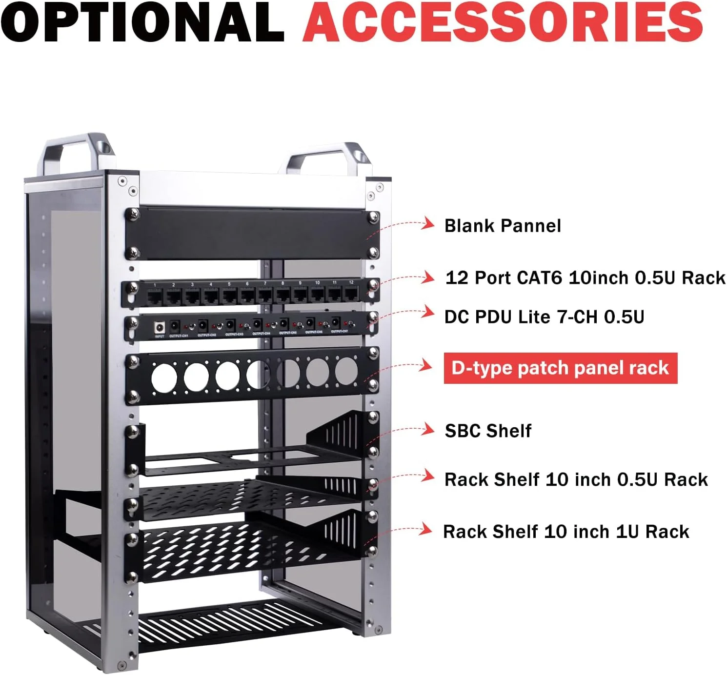 پنل رک 10 اینچی GeeekPi سری D مدل 1U با 7 پورت XLR HDMI Audio برای رک سرور DeskPi RackMate T0/T1/T2 / رک سرور 10 اینچی