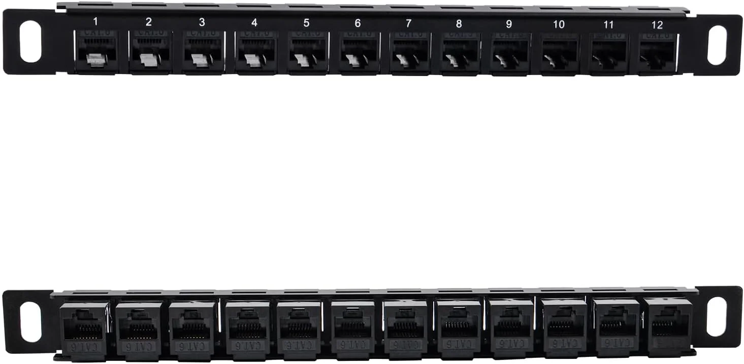 پنل پچ 12 پورت GeeekPi، پنل پچ شبکه CAT6 با ارتفاع 0.5U برای رک مونت DeskPi RackMate T1/T0/T2 و رک سرور/کابینت شبکه 10 اینچی پنل پچ 12 پورت GeeekPi، پنل پچ شبکه CAT6 با ارتفاع 0.5U برای رک مونت DeskPi RackMate T1/T0/T2 و رک سرور/کابینت شبکه 10 اینچی