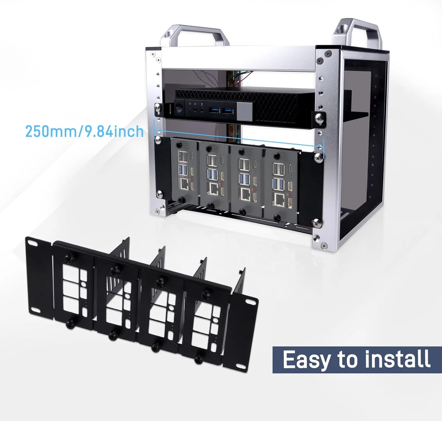 رک مونت 2U 10 اینچی GeeekPi برای رزبری پای 5/4B، قابلیت نگهداری تا 4 عدد برد رزبری پای 5/4B، سازگار با رک سرور 10 اینچی DeskPi RackMate T0/T1/T2 رک مونت 2U 10 اینچی GeeekPi برای رزبری پای 5/4B، قابلیت نگهداری تا 4 عدد برد رزبری پای 5/4B، سازگار با رک سرور 10 اینچی DeskPi RackMate T0/T1/T2