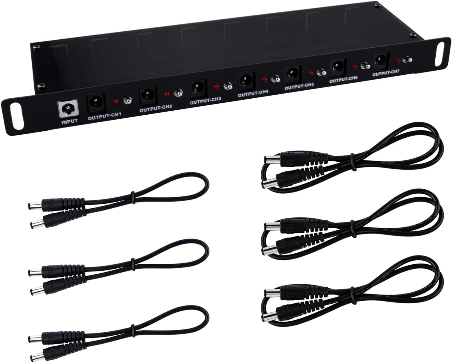 واحد توزیع برق رک‌مونت GeeekPi DC PDU Lite 7-CH 0.5U برای DeskPi Rackmate T1 و کابینت سرور 10 اینچی، 7 خروجی، همراه با 3 عدد کابل 25 سانتی‌متری DC5521 و 3 عدد کابل 50 سانتی‌متری DC5521