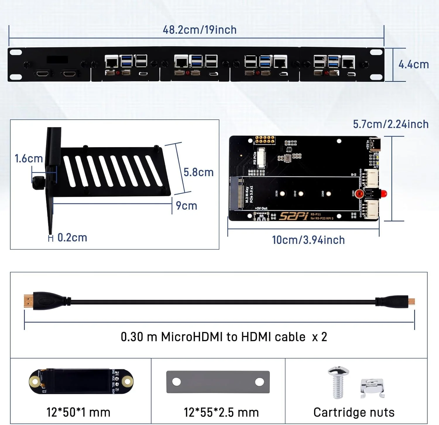 رک مونت 1U گیک پی برای رزبری پای 5/4B، با 4 عدد آداپتور PCIe به M.2 NVMe SSD و نمایشگر OLED، سازگار با رک سرور 19 اینچی رک مونت 1U گیک پی برای رزبری پای 5/4B، با 4 عدد آداپتور PCIe به M.2 NVMe SSD و نمایشگر OLED، سازگار با رک سرور 19 اینچی