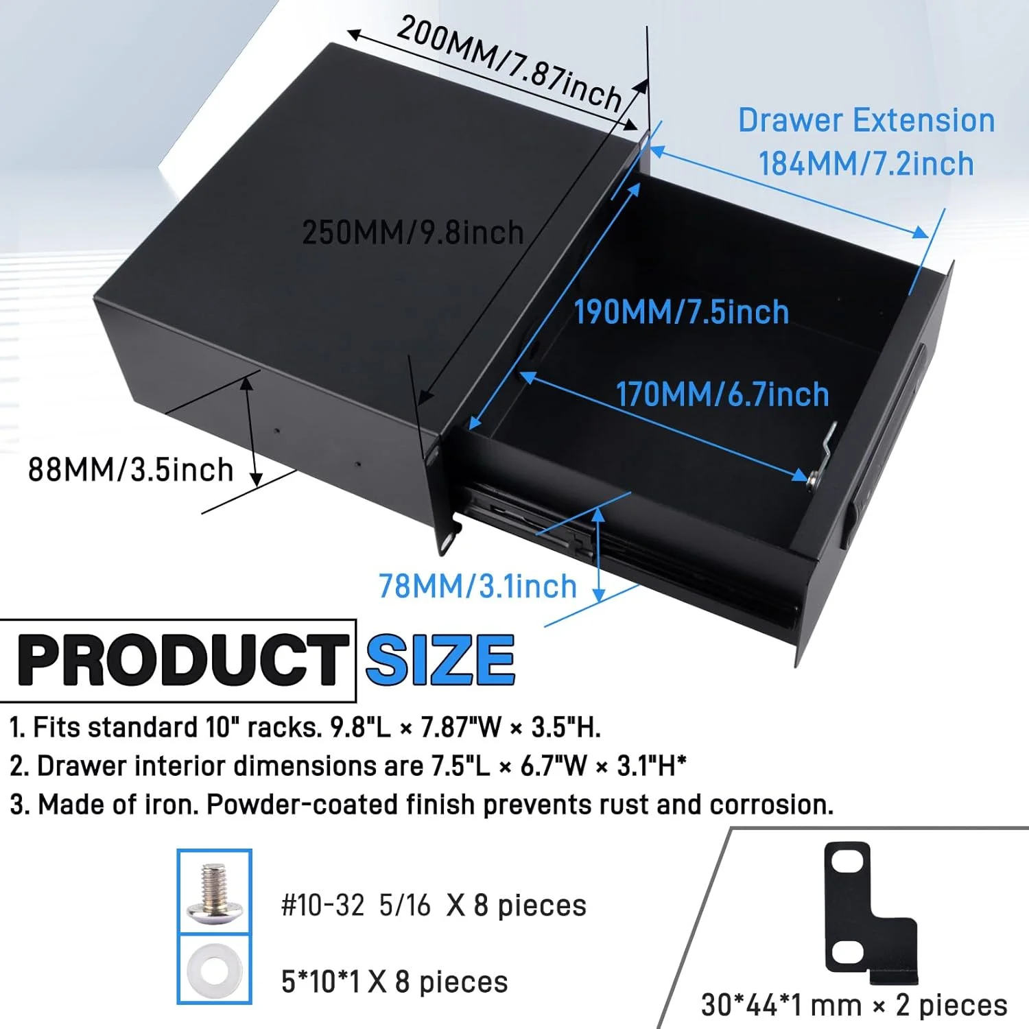 کشو قفلدار رک مونت 2U ده اینچی GeeekPi، عمق 7.87 اینچ، مناسب برای رک مونت 10 اینچی DeskPi RackMate T1/T0 کشو قفلدار رک مونت 2U ده اینچی GeeekPi، عمق 7.87 اینچ، مناسب برای رک مونت 10 اینچی DeskPi RackMate T1/T0