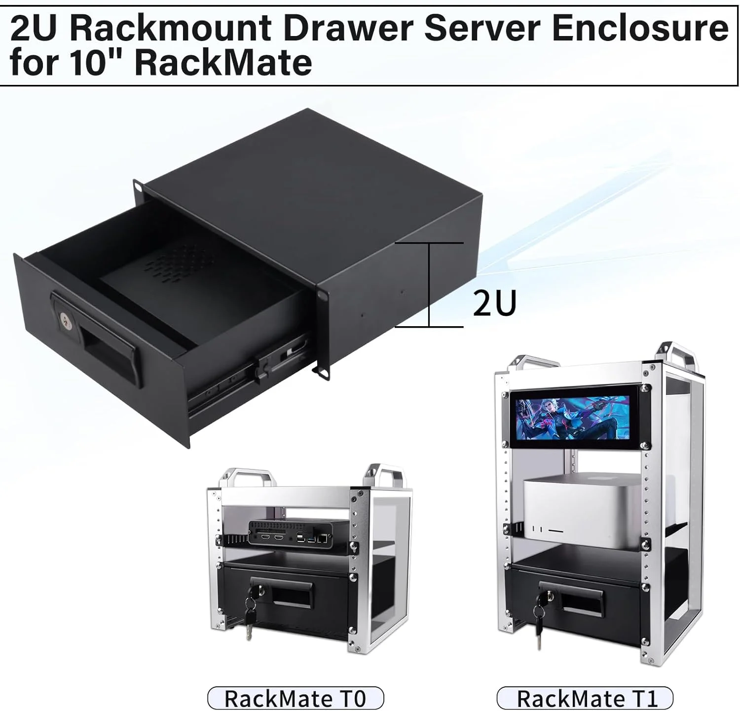 کشو قفلدار رک مونت 2U ده اینچی GeeekPi، عمق 7.87 اینچ، مناسب برای رک مونت 10 اینچی DeskPi RackMate T1/T0 کشو قفلدار رک مونت 2U ده اینچی GeeekPi، عمق 7.87 اینچ، مناسب برای رک مونت 10 اینچی DeskPi RackMate T1/T0