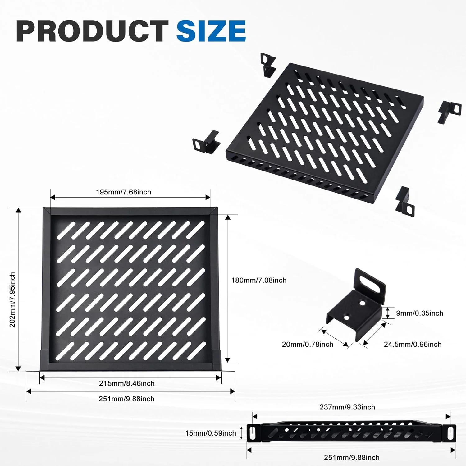 قفسه سرور 0.5U با مقاومت بالا GeeekPi برای قفسه سرور DeskPi RackMate T1/T0 و قفسه سرور کابینت شبکه 10 اینچی، طراحی سوراخ دار، ظرفیت بار 25 کیلوگرم، مشکی