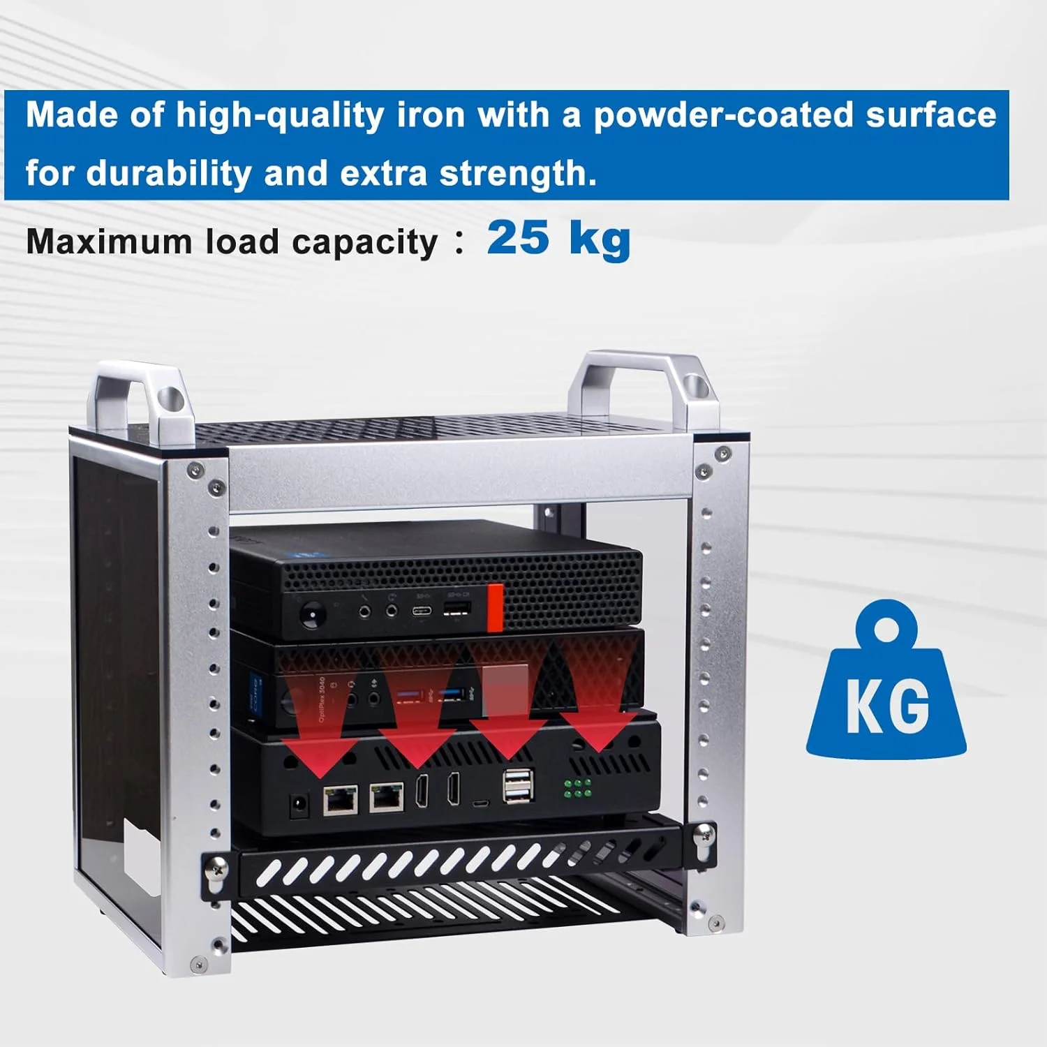 قفسه سرور 0.5U با مقاومت بالا GeeekPi برای قفسه سرور DeskPi RackMate T1/T0 و قفسه سرور کابینت شبکه 10 اینچی، طراحی سوراخ دار، ظرفیت بار 25 کیلوگرم، مشکی