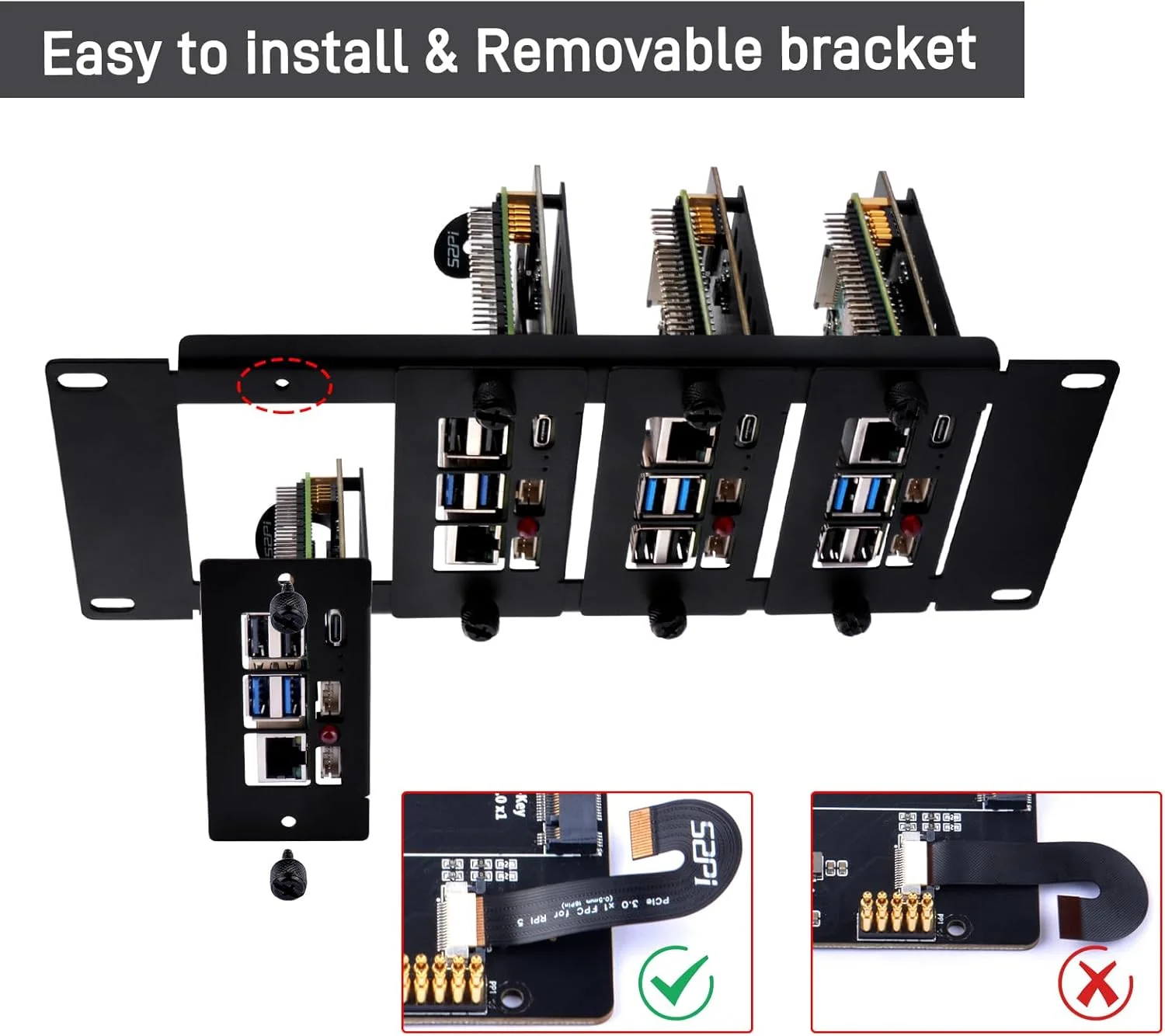 رک مونت 2U ده اینچی GeeekPi برای رزبری پای 5/4B، با 4 عدد آداپتور PCIe به M.2 NVMe SSD، سازگار با رک سرور ده اینچی DeskPi RackMate T1/T0/T2