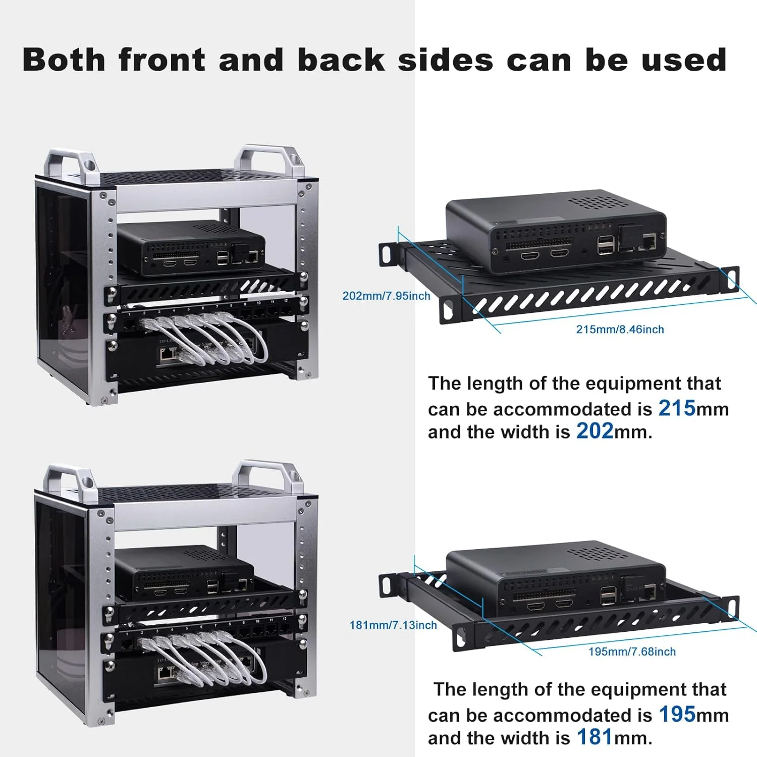 قفسه سرور 0.5U با مقاومت بالا GeeekPi برای قفسه سرور DeskPi RackMate T1/T0 و قفسه سرور کابینت شبکه 10 اینچی، طراحی سوراخ دار، ظرفیت بار 25 کیلوگرم، مشکی
