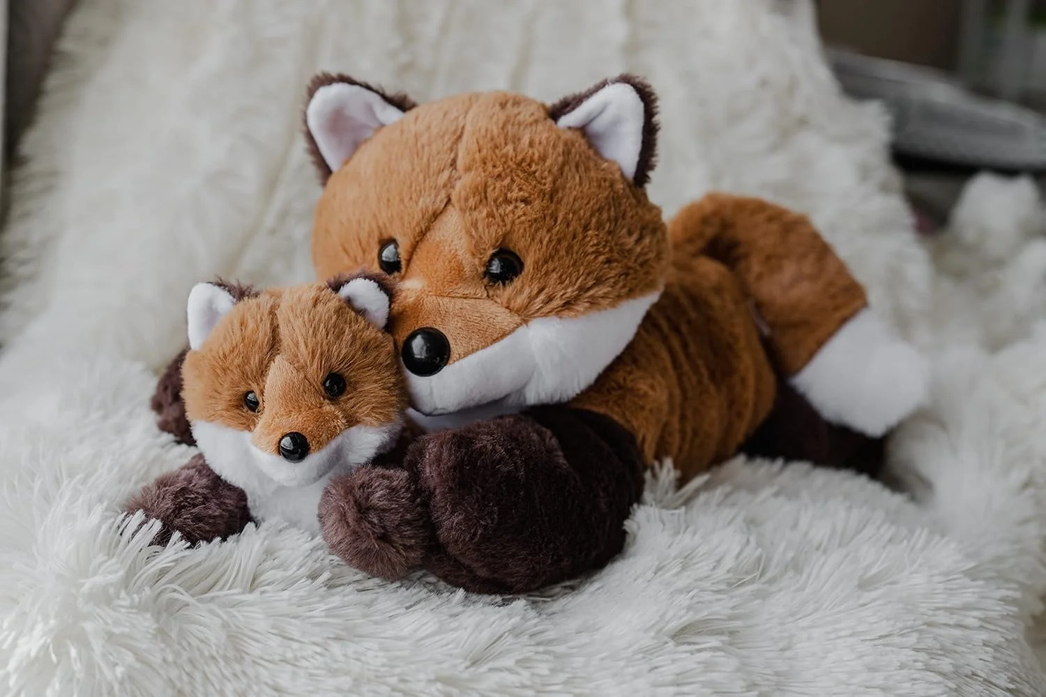 روباه های خانه ای فوق العاده - حیوانات عروسکی نرم و لطیف - ست هدیه اسباب بازی روباه مادر و بچه - هدیه شادی