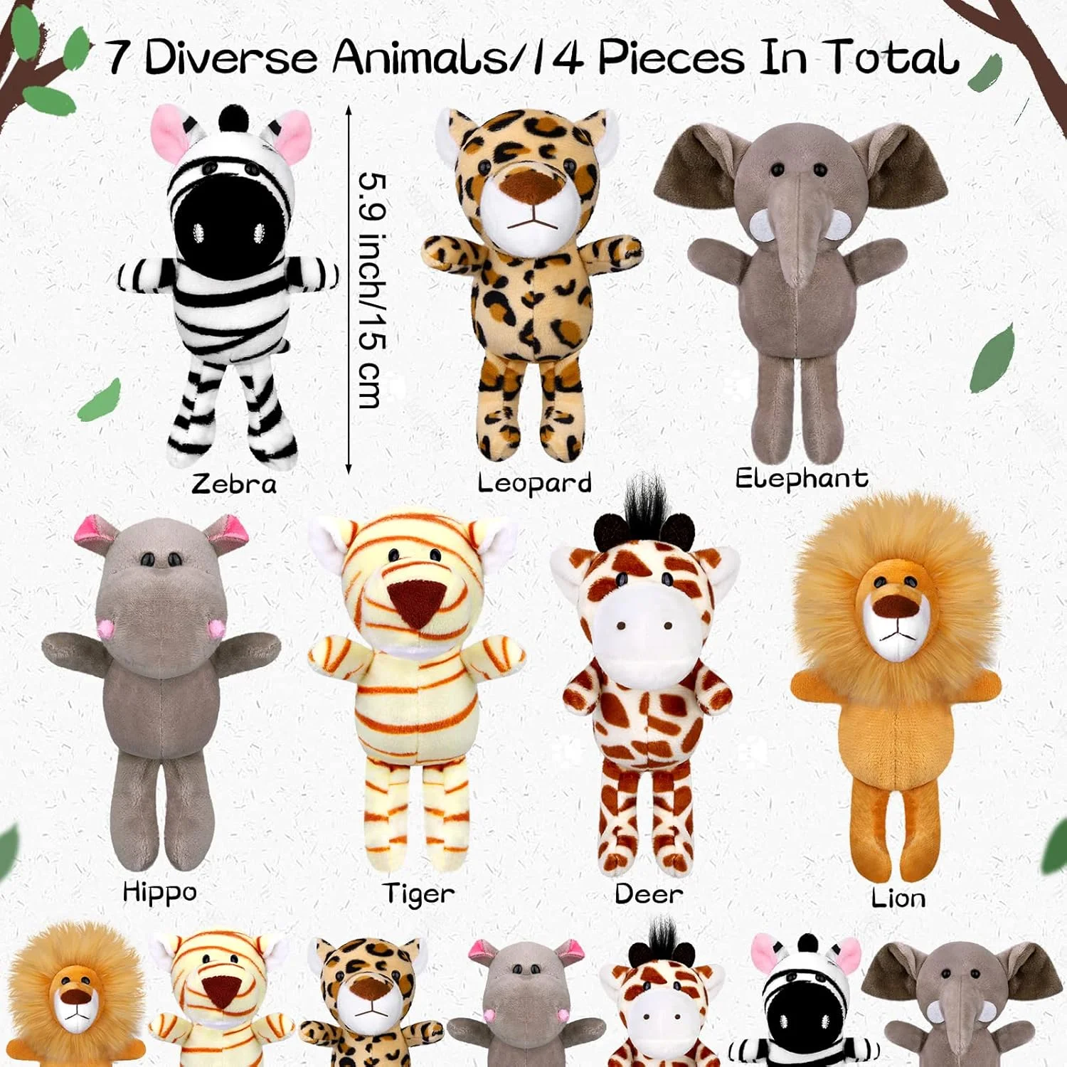 الکو هو 14 عدد مینی عروسک پولیشی حیوانات جنگلی سافاری، عروسک های کوچک حیوانات جنگلی 15 سانتی متری، تزئینات جاکلیدی برای مهمانی های با تم حیوانات، پرکننده کیسه های هدیه (ایستاده) الکو هو 14 عدد مینی عروسک پولیشی حیوانات جنگلی سافاری، عروسک های کوچک حیوانات جنگلی 15 سانتی متری، تزئینات جاکلیدی برای مهمانی های با تم حیوانات، پرکننده کیسه های هدیه (ایستاده)