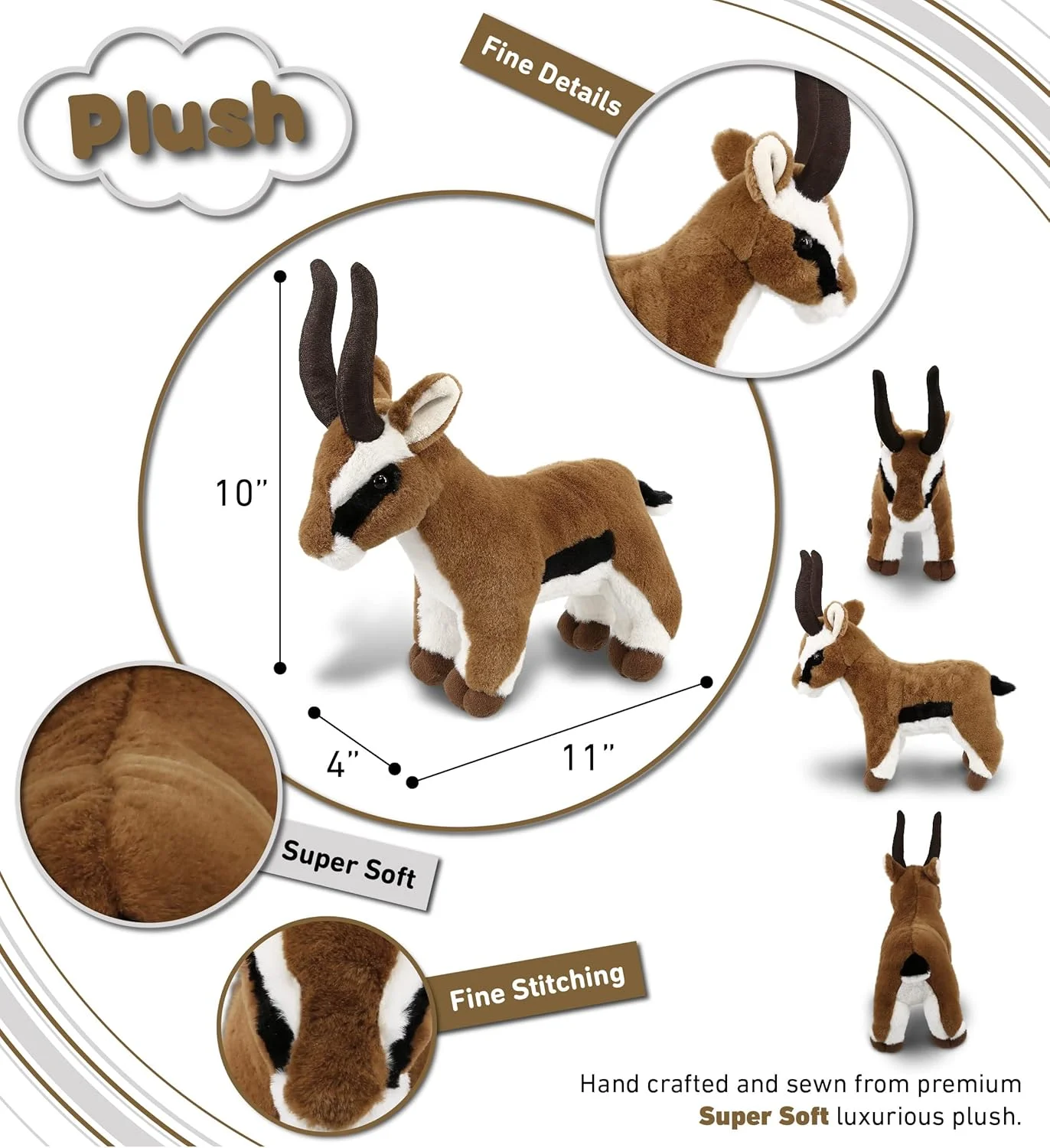 عروسک پولیشی ایمپالا DolliBu - ایمپالای نرم و بغل کردنی، عروسک ایمپالای باغ وحش دوست داشتنی برای بازی، هدیه نوازشی سافاری حیات وحش زیبا، عروسک اسباب بازی پولیشی فوق العاده نرم برای کودکان و بزرگسالان - 10 اینچ