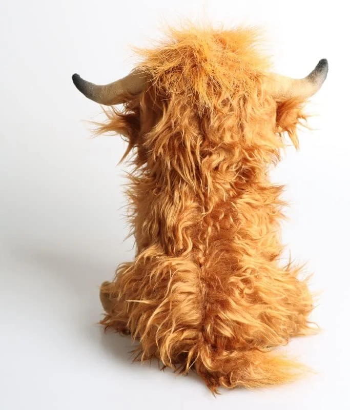 عروسک پولیشی گاو کوهستانی 25 سانتی متری، عروسک گاو اسکاتلندی هایلند واقعی، اسباب بازی گاو نر هایلند، اسباب بازی نرم و نوازش کردنی گاو هایلند، اسباب بازی مزرعه