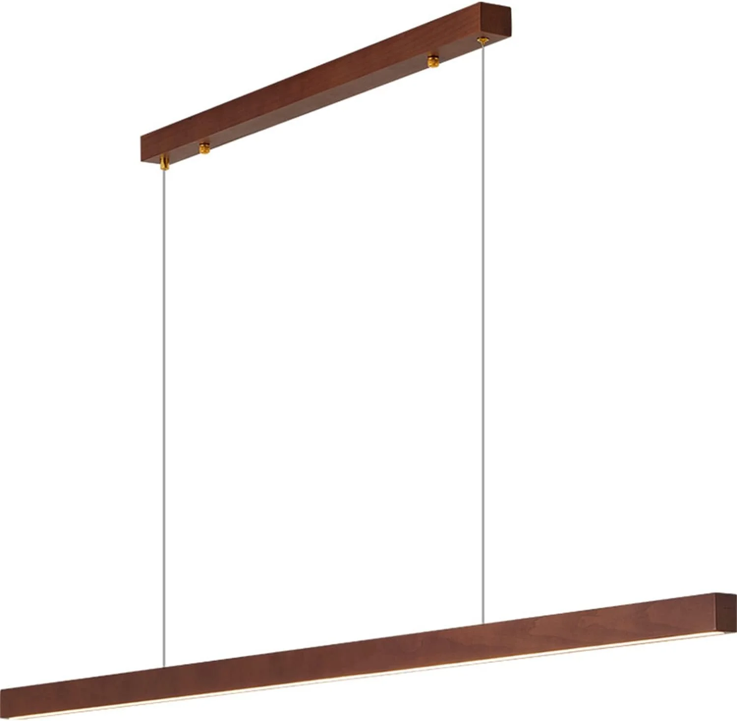 چراغ آویز خطی چوبی، چراغ جزیره اتاق غذاخوری، چراغ آویز سقفی مدرن LED با قابلیت تنظیم نور، مناسب برای اتاق غذاخوری، جزیره آشپزخانه، اتاق نشیمن، بار، گردویی، 150 سانتی متر