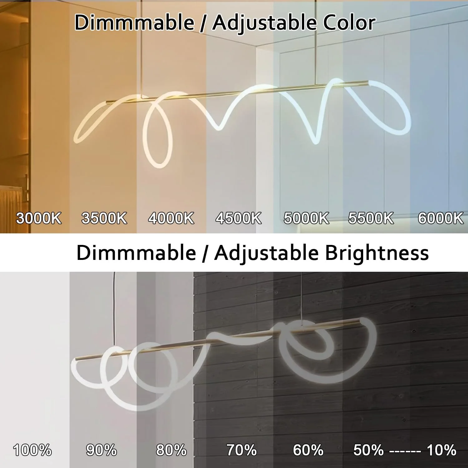 لوستر خطی مدرن، لوستر طلایی مدرن، چراغ آویز ال ای دی 100 سانتی متری، مناسب برای نورپردازی جزیره آشپزخانه، اتاق غذاخوری، مینیمالیستی، با ارتفاع قابل تنظیم