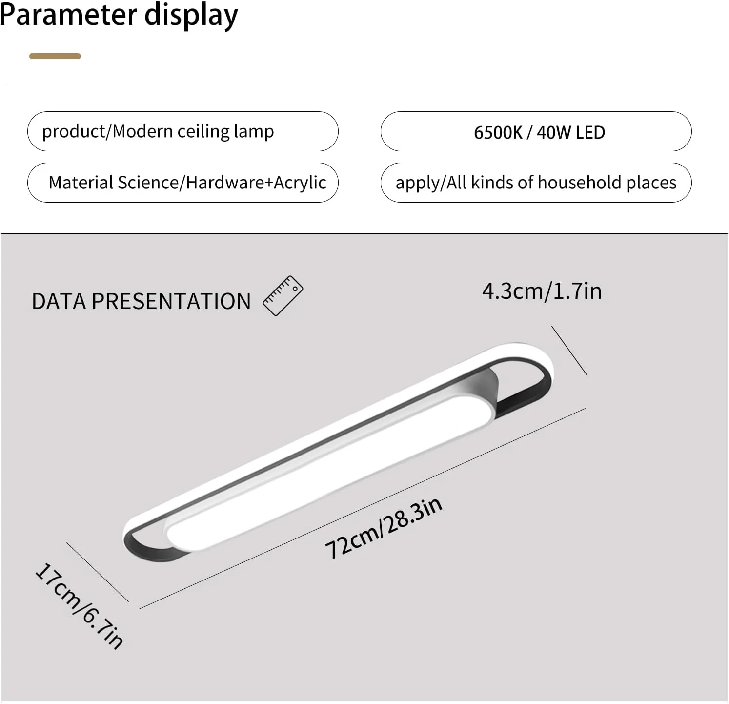 چراغ سقفی ال ای دی مدرن نارومه، چراغ سقفی توکار 72 سانتی متری، روشنایی لوستر سقفی فلزی خطی 38 وات 6000K برای اتاق نشیمن، اتاق خواب، اتاق غذاخوری، دفتر، راهرو، کمد، راهرو (CRI 85+)
