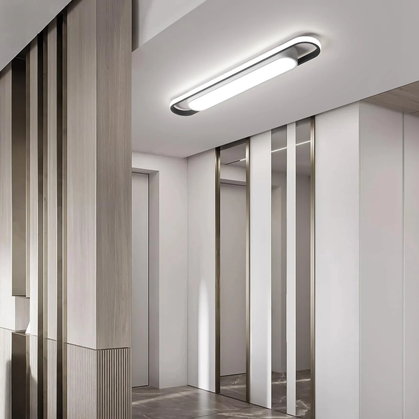 چراغ سقفی ال ای دی مدرن نارومه، چراغ سقفی توکار 72 سانتی متری، روشنایی لوستر سقفی فلزی خطی 38 وات 6000K برای اتاق نشیمن، اتاق خواب، اتاق غذاخوری، دفتر، راهرو، کمد، راهرو (CRI 85+)