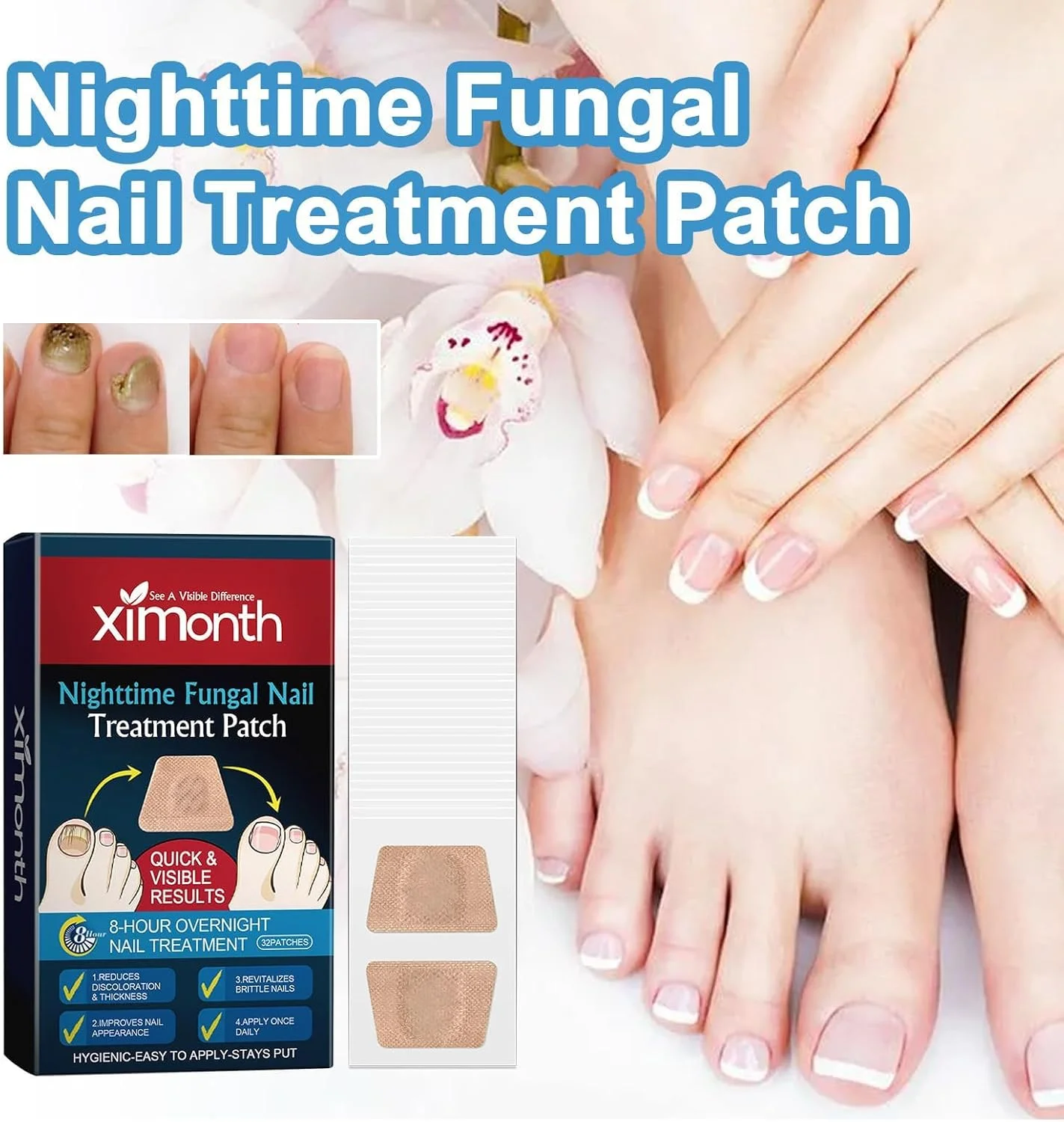 پچ های ترمیم ناخن Aputue، 32 عدد پچ درمان غیر قابل جابجایی ناخن، پچ های تجدید کننده شبانه برای ناخن های قارچی و شکننده پچ های ترمیم ناخن Aputue، 32 عدد پچ درمان غیر قابل جابجایی ناخن، پچ های تجدید کننده شبانه برای ناخن های قارچی و شکننده