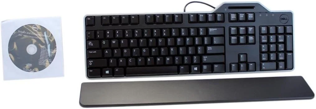کیبورد مشکی USB انگلیسی دل مدل KB813t به همراه کارت خوان هوشمند - 34GPR