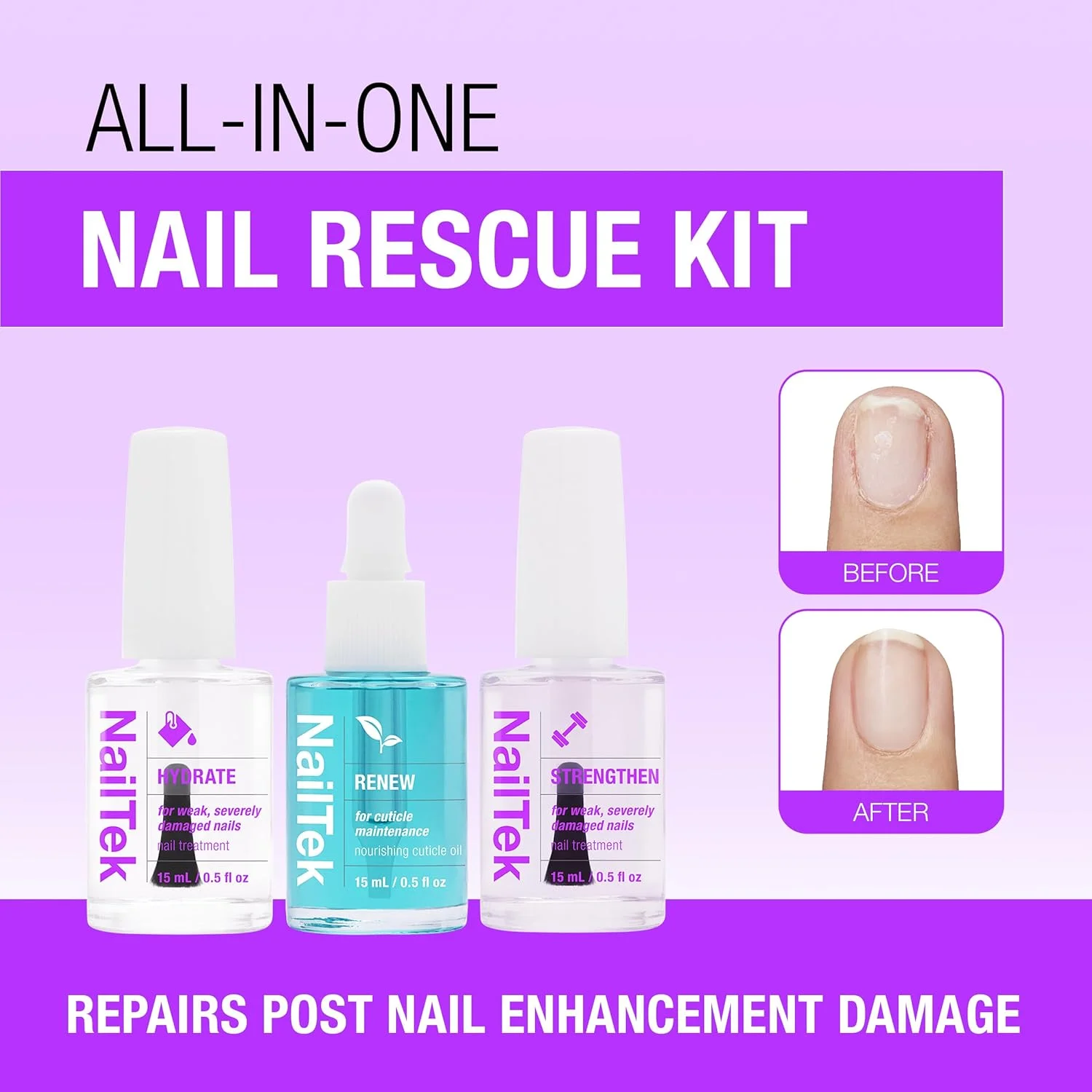 سیستم احیای ناخن نیل تک - ترمیم ناخن های آسیب دیده، آبرسانی، تجدید و تقویت کننده ناخن، ساخت آمریکا، 15 میلی لیتر