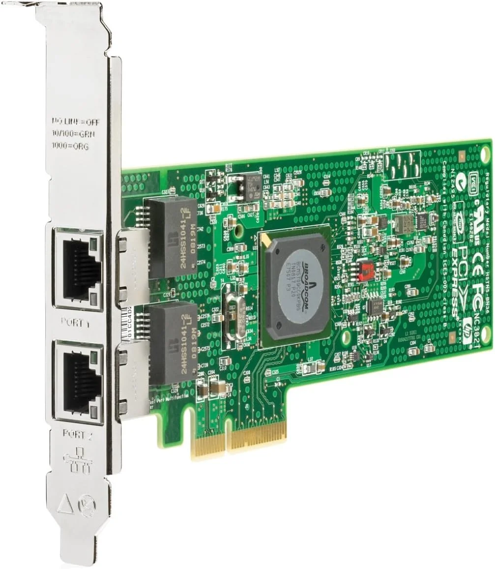 آداپتور سرور گیگابیتی دو پورت HP NC382T PCI Express (458492-B21)