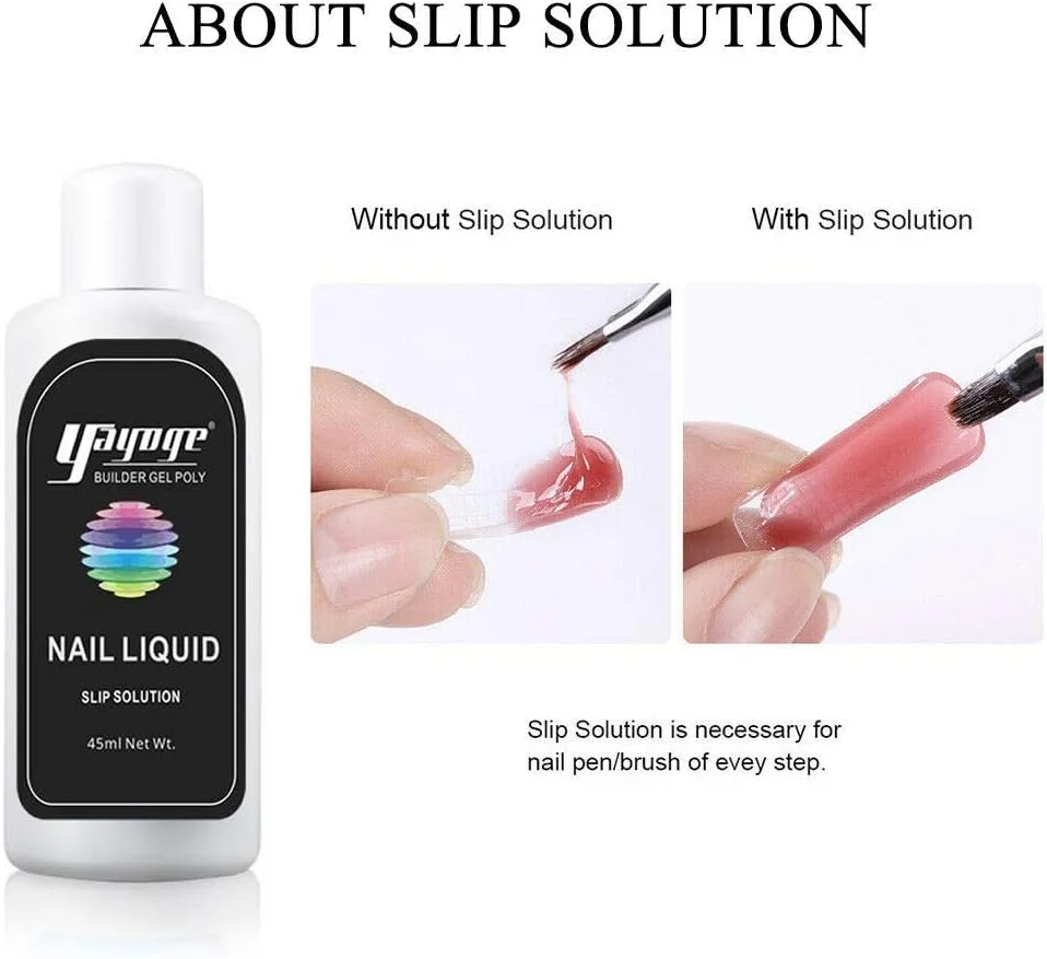 مجموعه محلول لغزنده پلی ژل ناخن 45 میلی لیتر و ظرف شیشه ای کریستالی ناخن