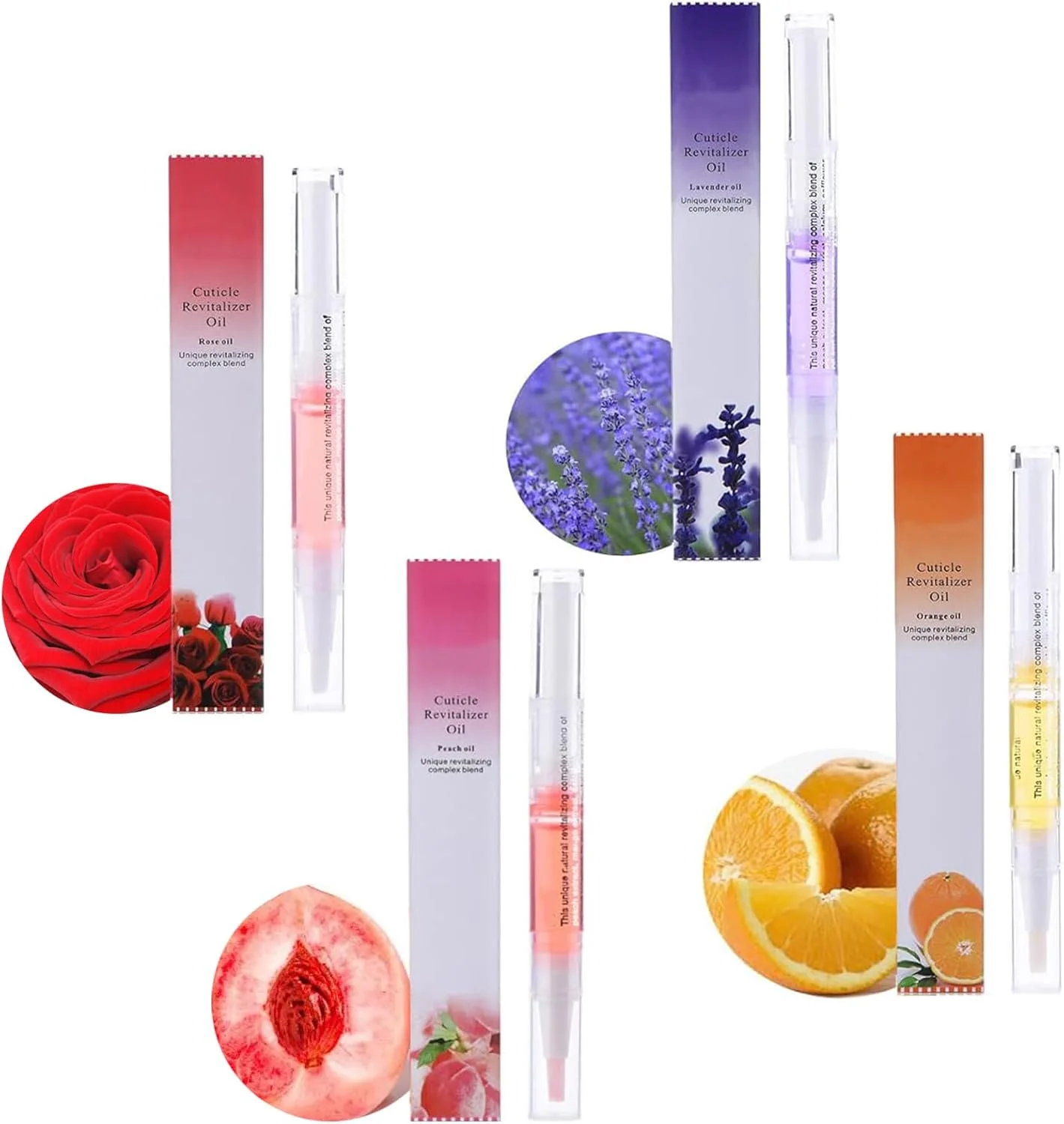 روغن کوتیکول ناخن وروآ، 4 عدد، با رایحه های مختلف، مواد طبیعی، با برس نرم، جلوگیری از خشکی و ترک خوردگی، روغن کوتیکول گیاهی برای ناخن