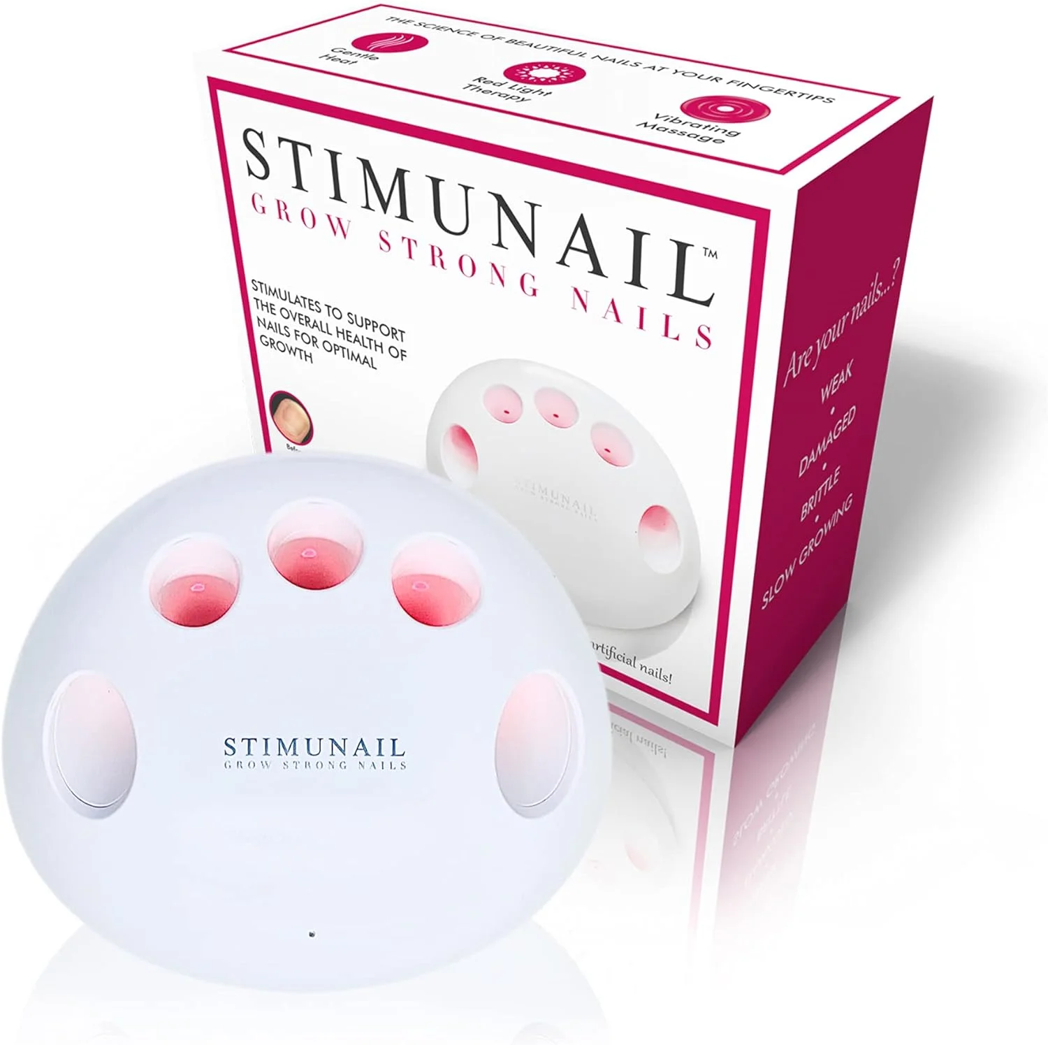 دستگاه تقویت ناخن - پشتیبانی از رشد ناخن های بلند و قوی - حرارت ملایم، نور ال ای دی قرمز و ماساژ ویبره باعث رشد سالم می شود - پشتیبانی از ناخن های ضعیف و شکننده - دستگاه قابل شارژ USB