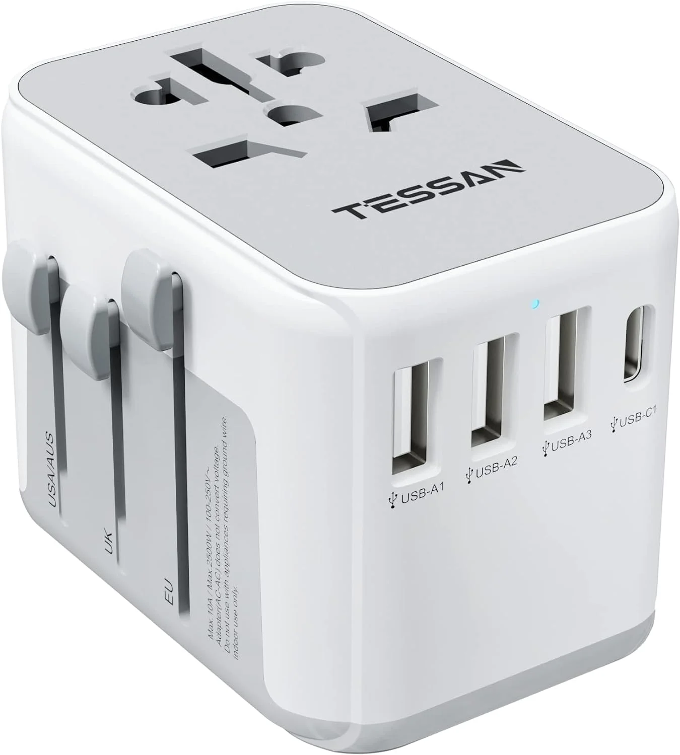 آداپتور دوشاخه بین المللی TESSAN، آداپتور برق جهانی با 4 پورت USB (1 پورت USB C)، شارژر دیواری ضروری مسافرتی در سراسر جهان برای ایالات متحده آمریکا به اروپا فرانسه آلمان اسپانیا ایرلند استرالیا (نوع C/G/A/I) آداپتور دوشاخه بین المللی TESSAN، آداپتور برق جهانی با 4 پورت USB (1 پورت USB C)، شارژر دیواری ضروری مسافرتی در سراسر جهان برای ایالات متحده آمریکا به اروپا فرانسه آلمان اسپانیا ایرلند استرالیا (نوع C/G/A/I)