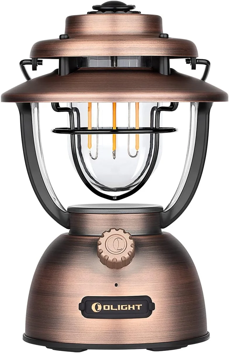 چراغ فانوسی کمپینگ کلاسیک 2 پرو اولایت، 300 لومن، چراغ قوه LED شارژی با منبع نور دوگانه برای طوفان، پیاده روی اضطراری، قطع برق، دکوراسیون منزل (مسی عتیقه)