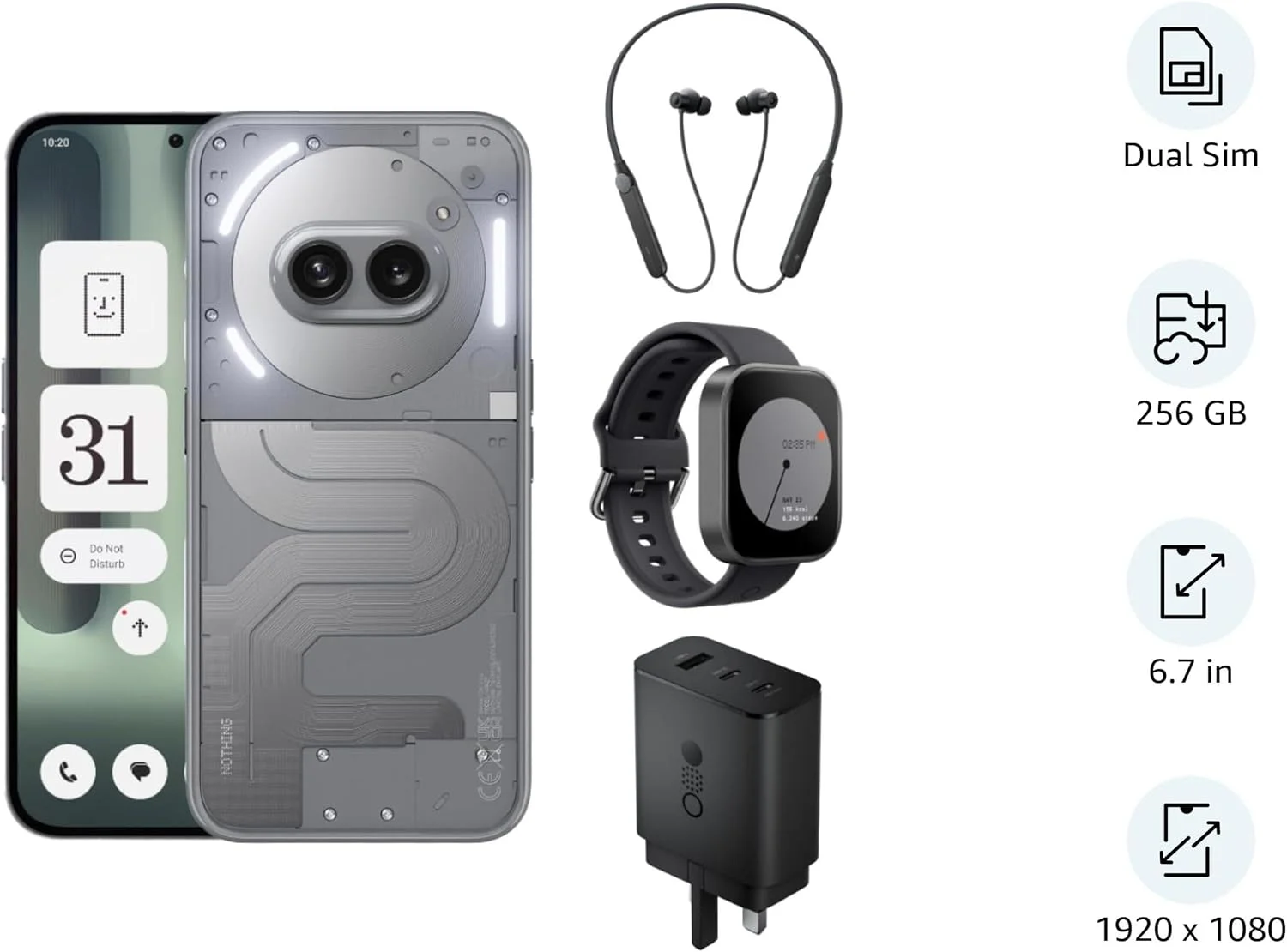 گوشی ناتینگ فون (2a) پلاس با ۱۲ گیگ رم و ۲۵۶ گیگ حافظه داخلی - خاکستری + پیشنهاد ویژه شامل گردنبند CMF، ساعت CMF Pro و شارژر ۶۵ واتی CMF Gan