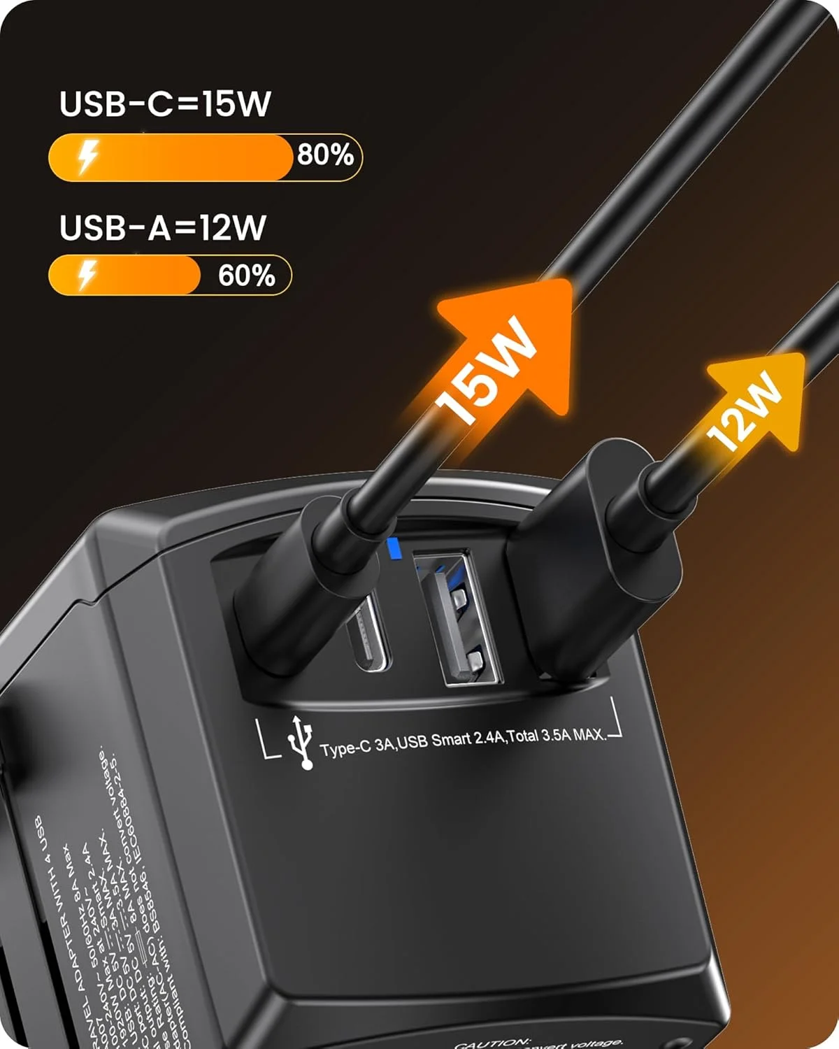 آداپتور برق مسافرتی جهانی LENCENT، آداپتور دوشاخه AC بین المللی با 2 پورت USB C و 2 پورت USB A، شارژر دیواری جهانی، ملزومات سفر برای ایالات متحده به اتحادیه اروپا، انگلستان، ایرلند، استرالیا (نوع C/G/A/I) مشکی